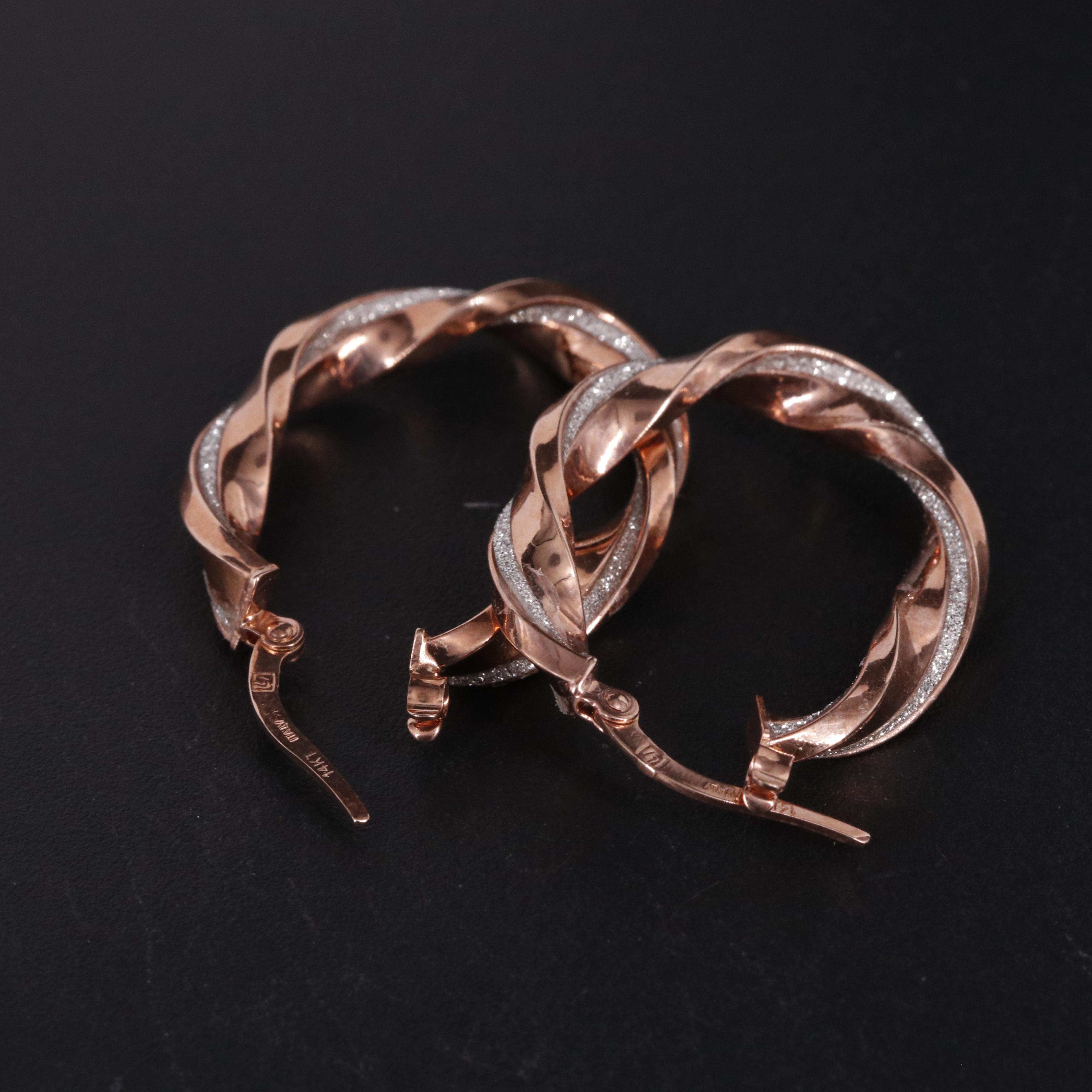 14K Two-Tone Twisted Hoop Earring