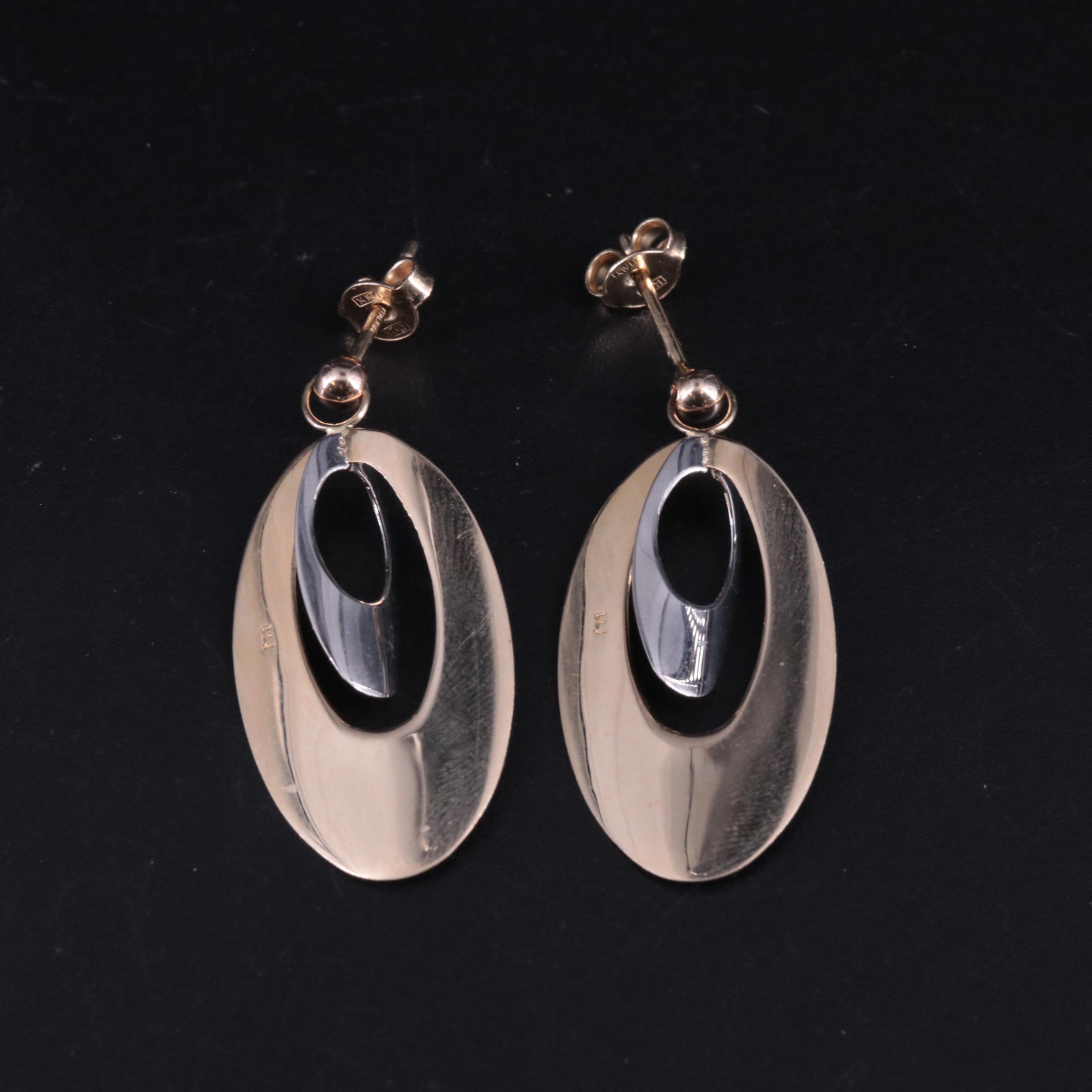 14K Multicolor Oval Dangle Earrings