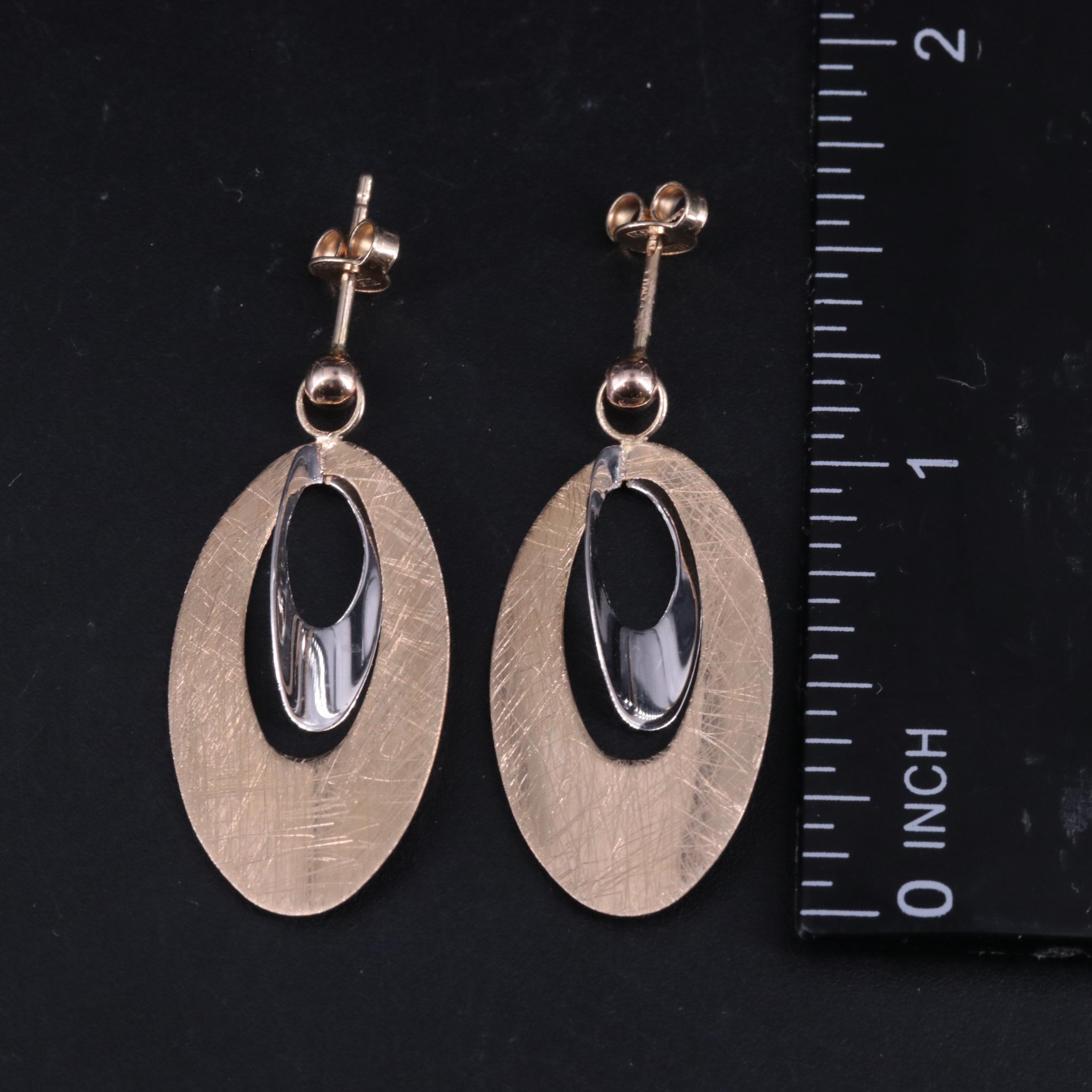 14K Multicolor Oval Dangle Earrings