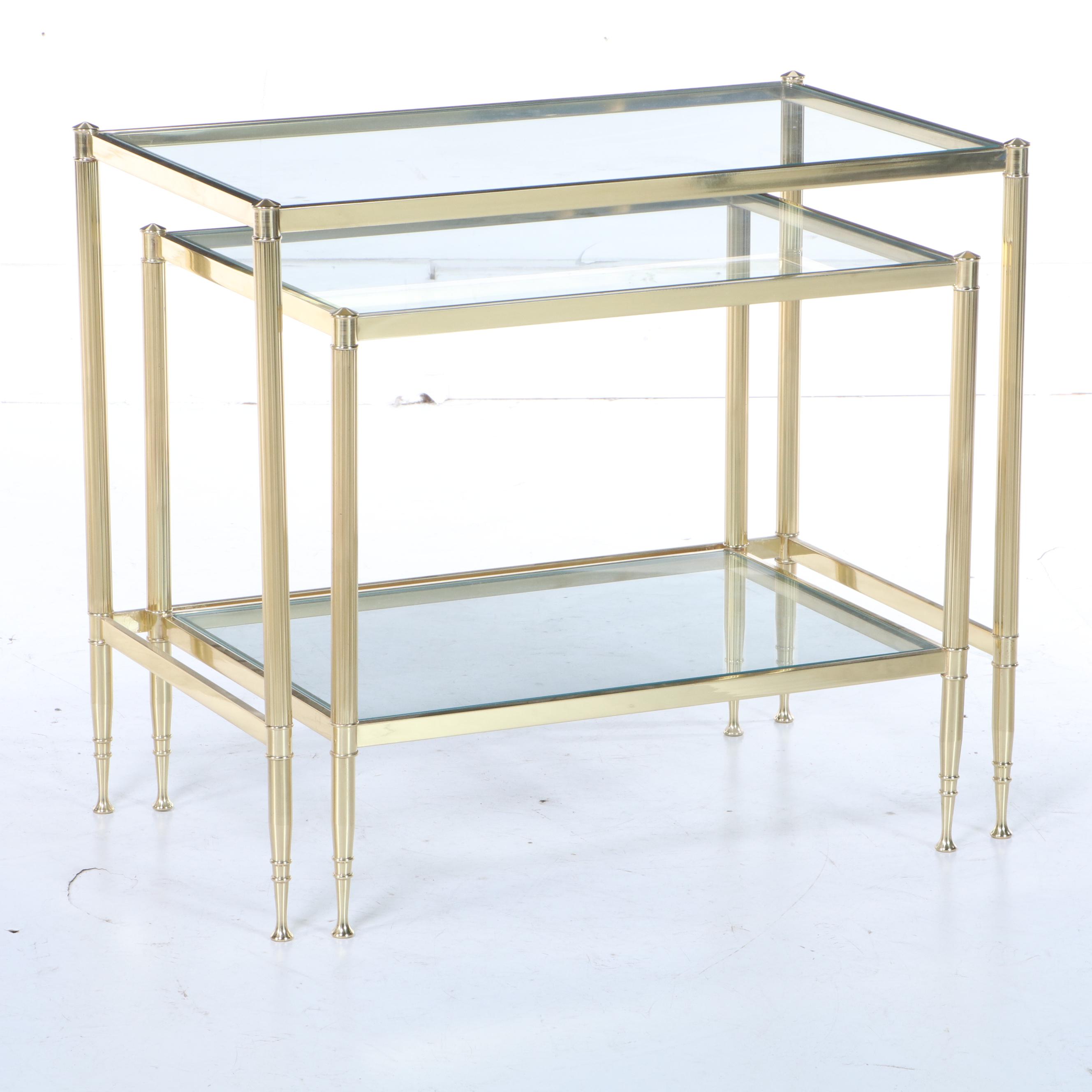 Brass and Glass Nesting Tables