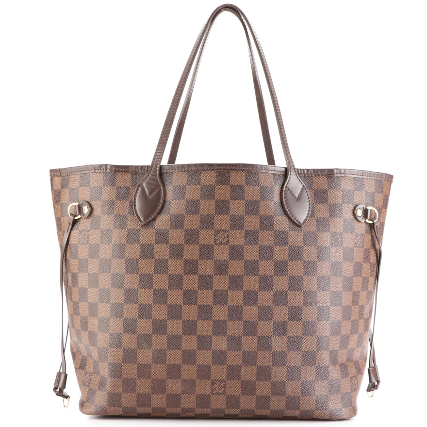 Louis Vuitton Neverfull MM Tote in Damier Ebene Canvas and Leather with Box
