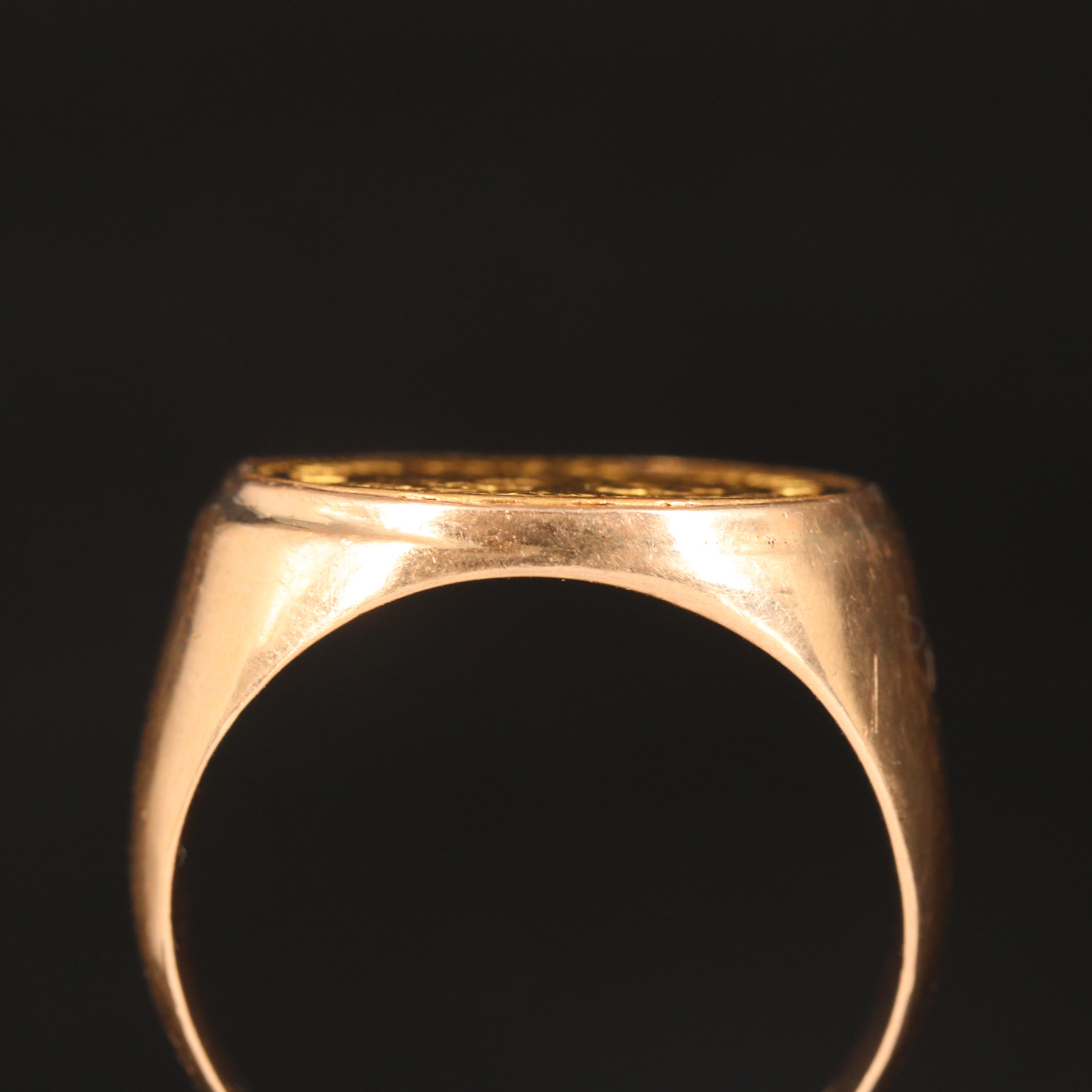 14K Ring with 1955 Mexican Cinco Pesos Gold Coin