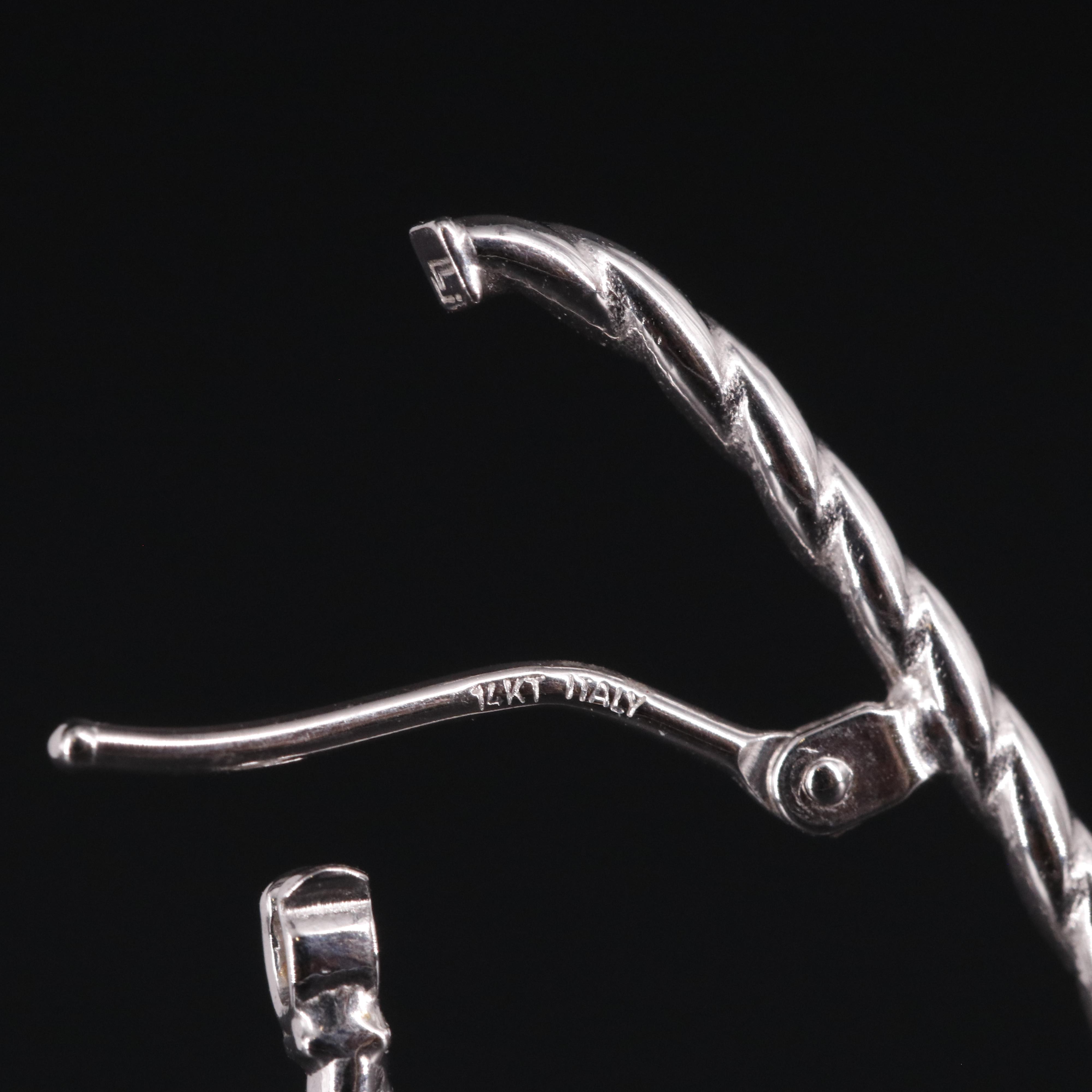 14K Spiral Oval Latch Back Hoop Earrings