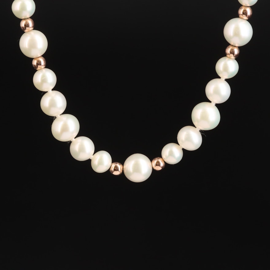 14K Rose Gold Pearl Necklace
