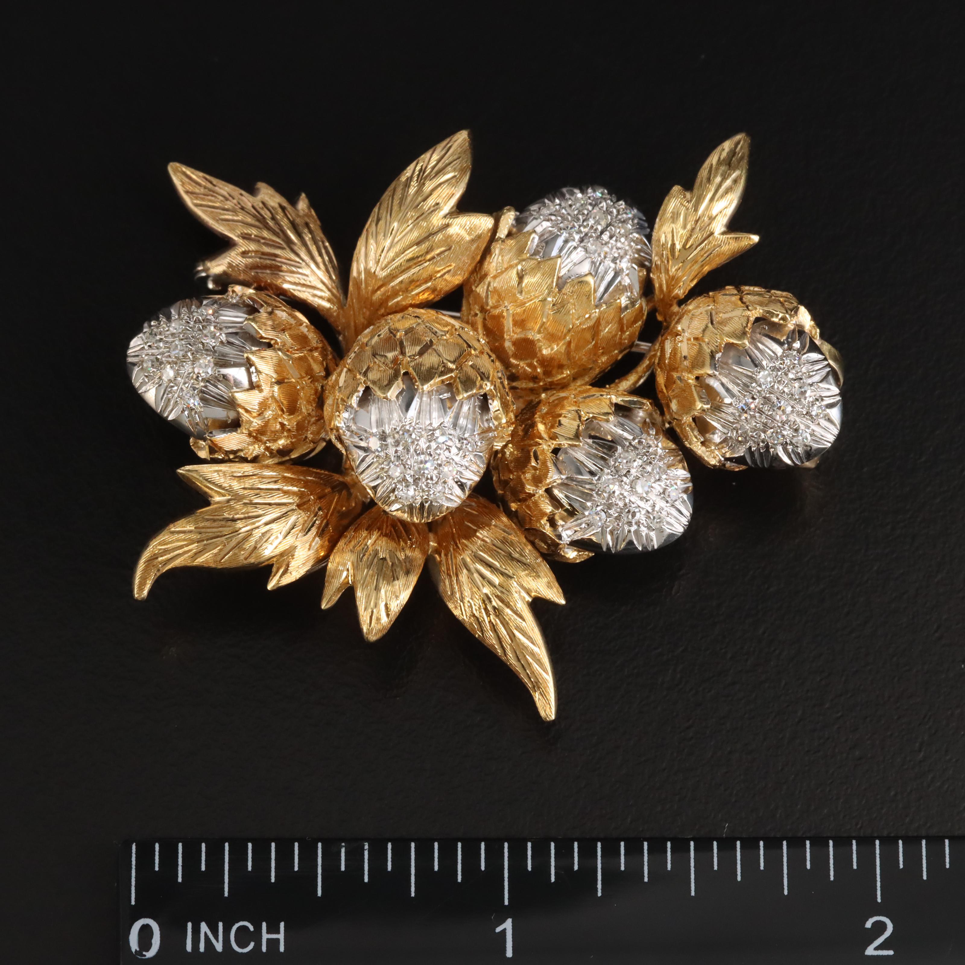 1950s Toliro 18K 0.45 CTW Diamond Thistle Converter Brooch