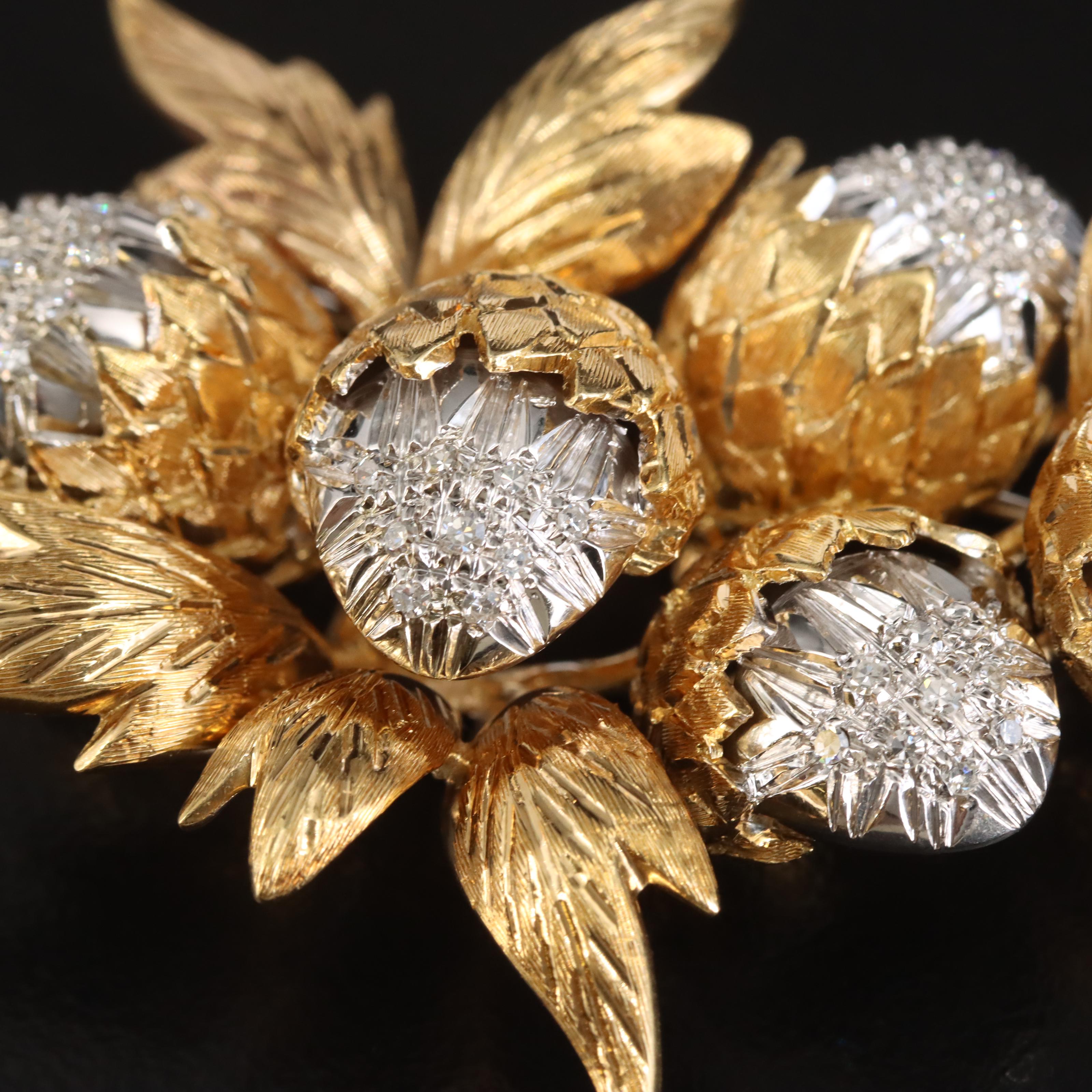 1950s Toliro 18K 0.45 CTW Diamond Thistle Converter Brooch
