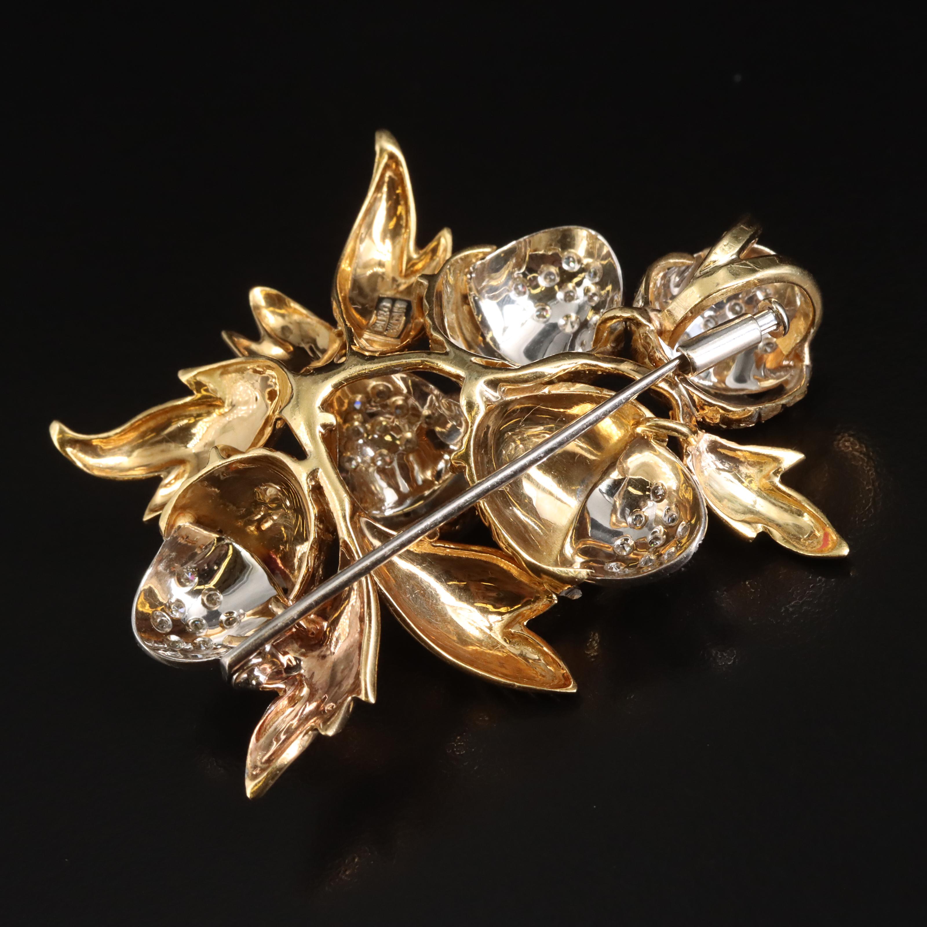 1950s Toliro 18K 0.45 CTW Diamond Thistle Converter Brooch