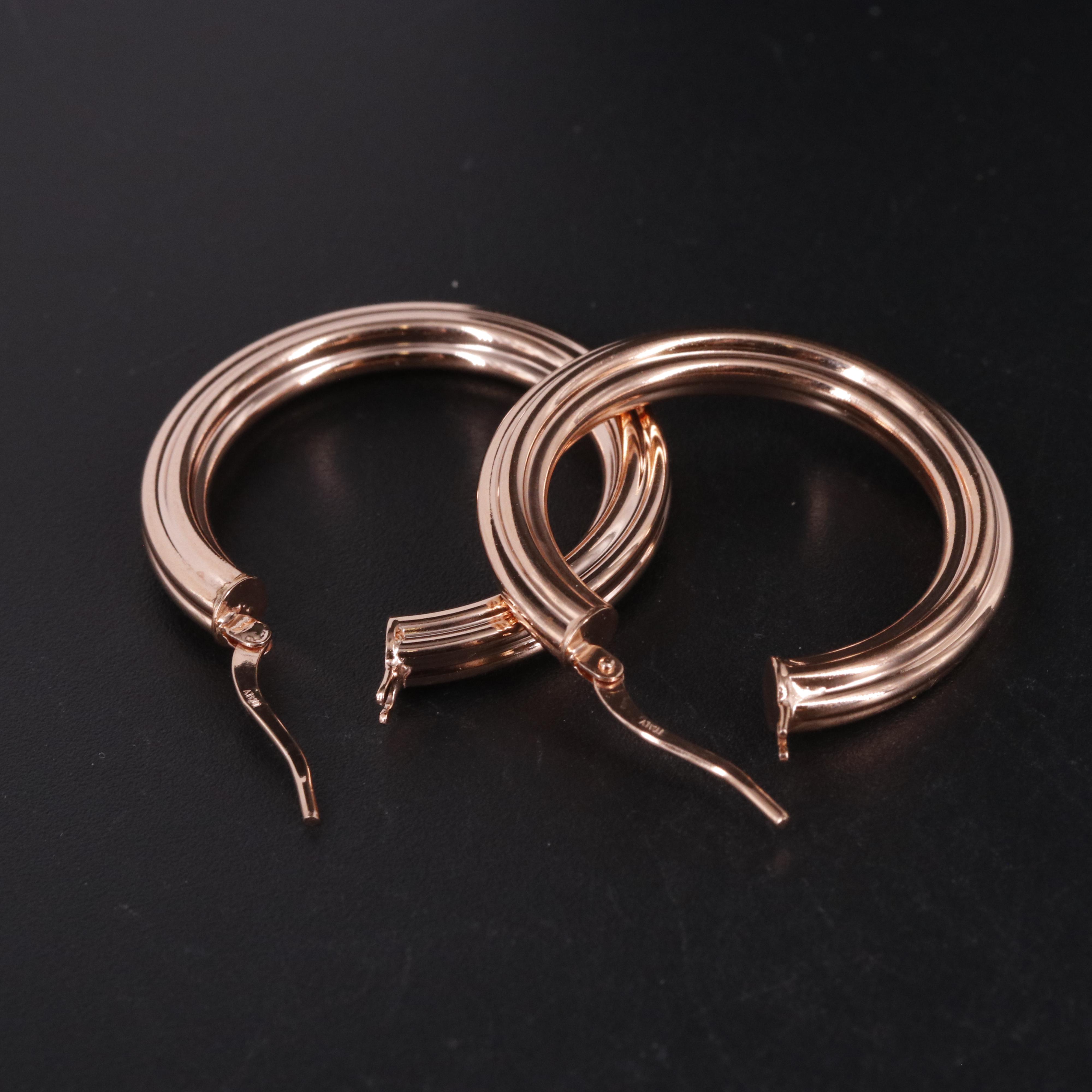 14K Latch Back Hoop Earrings