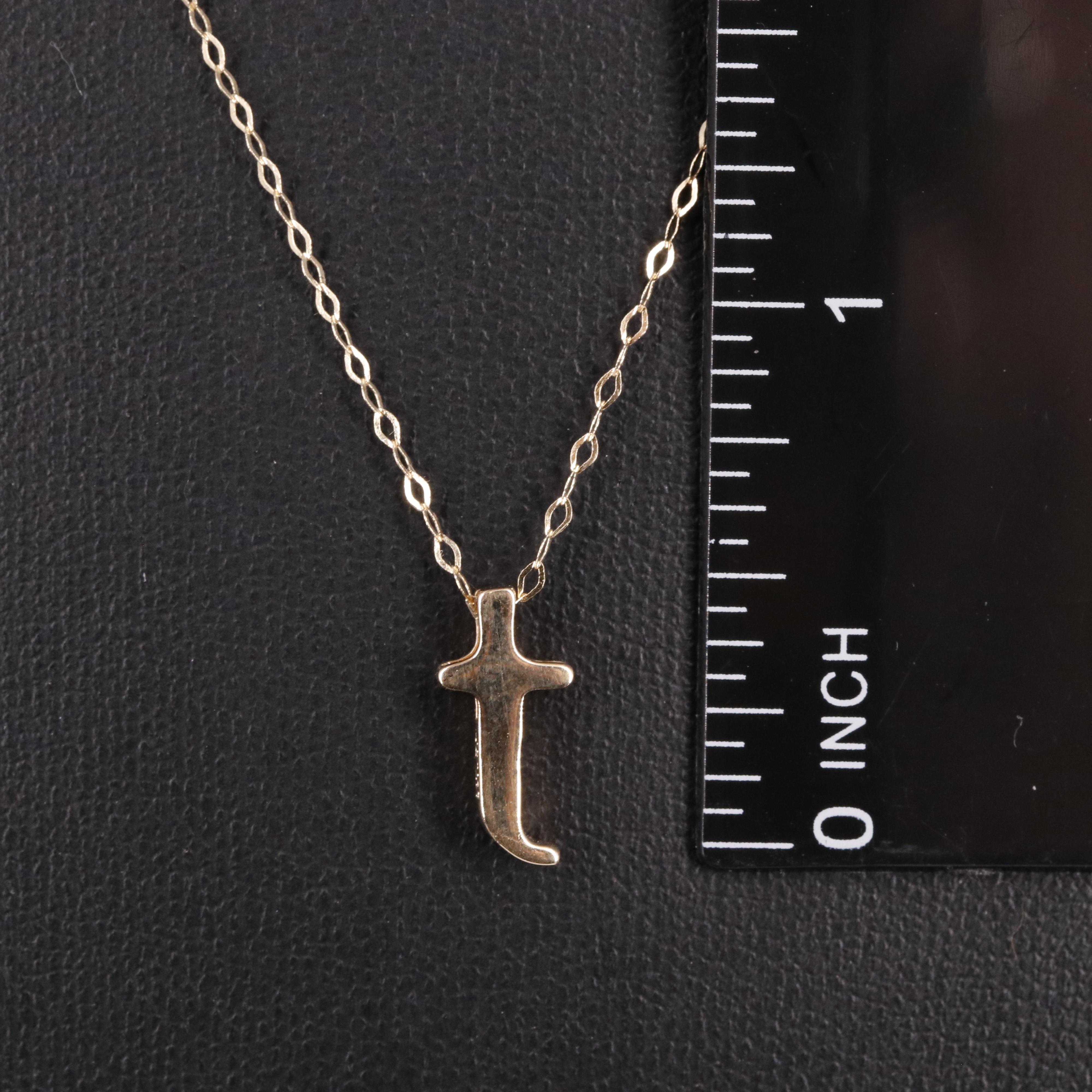 14K Cable Chain "T" Pendant Necklace