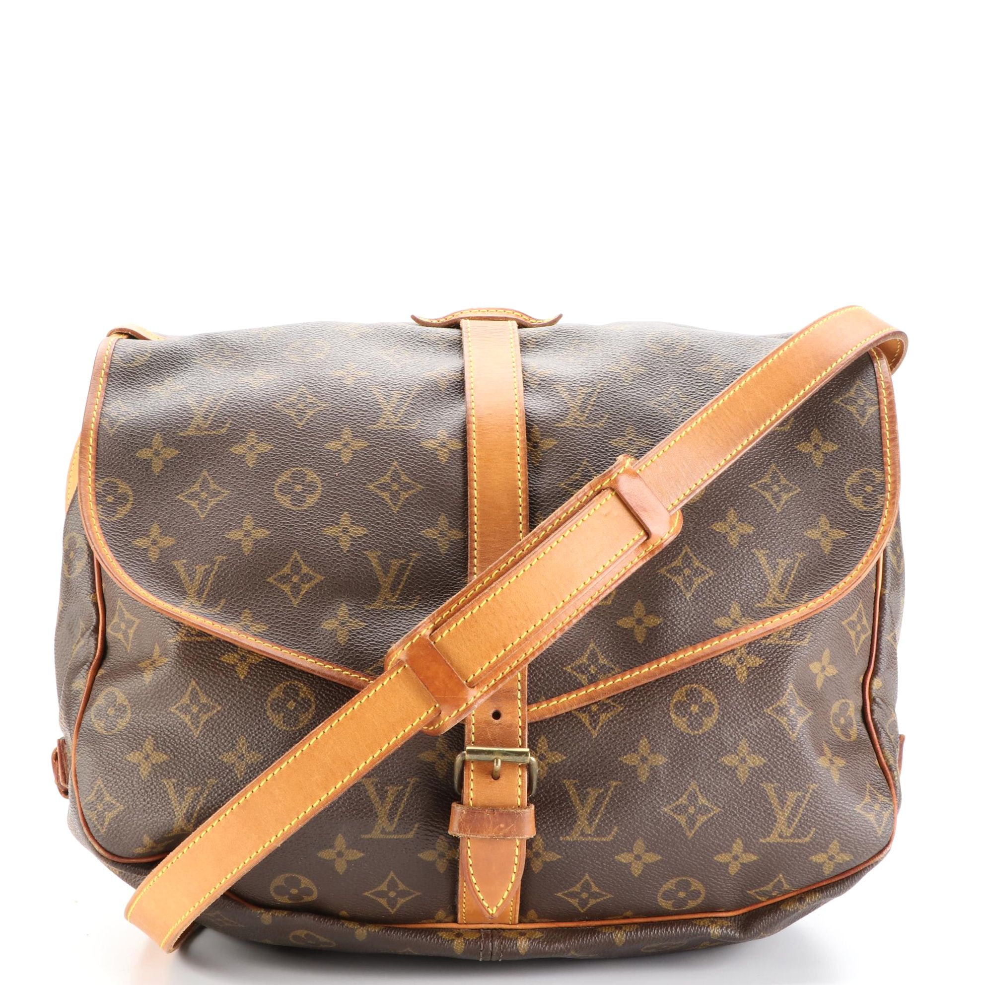 Louis Vuitton Saumur 35 Messenger Bag in Monogram Canvas and Vachetta Leather