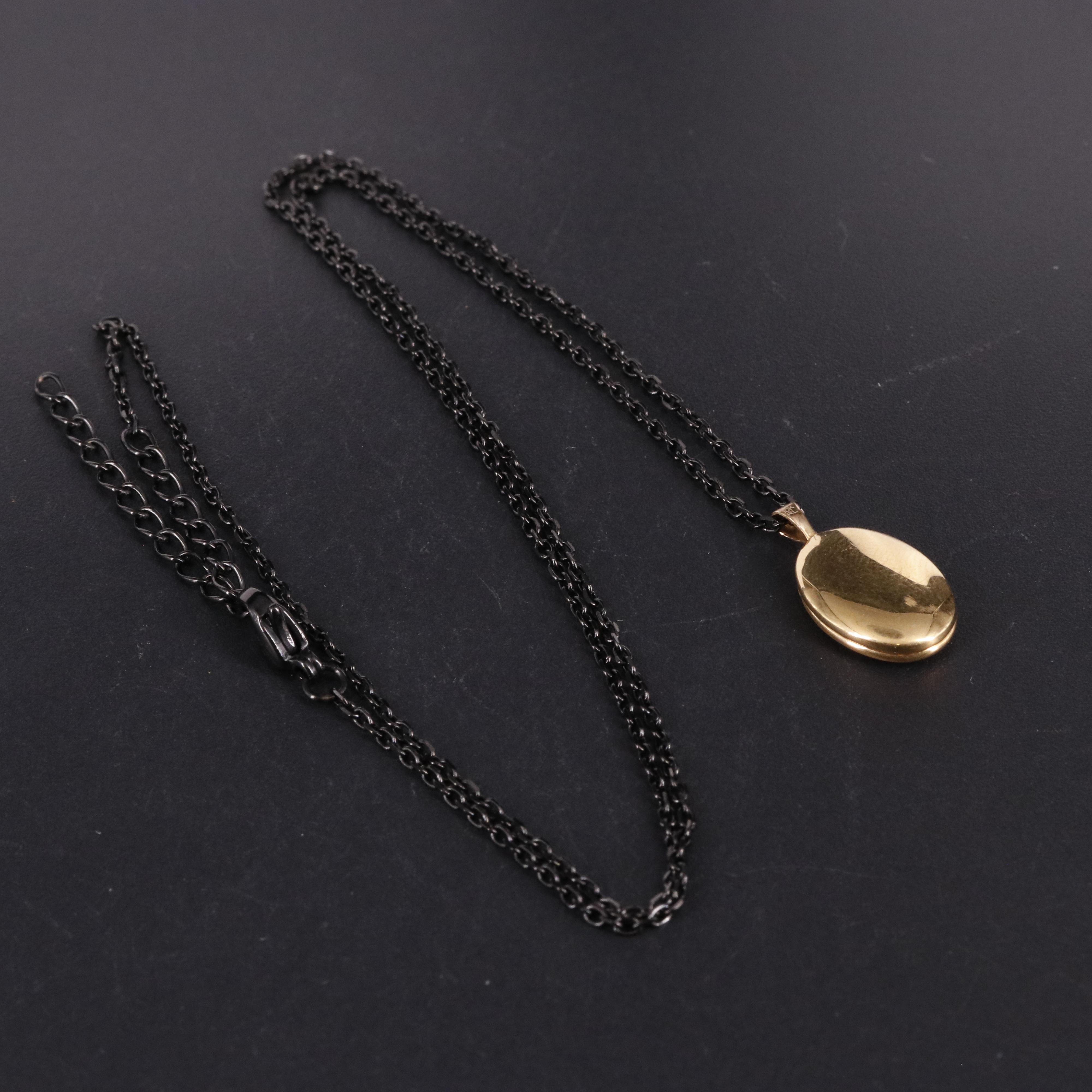 10K Multicolor Cable Chain Locket Necklace