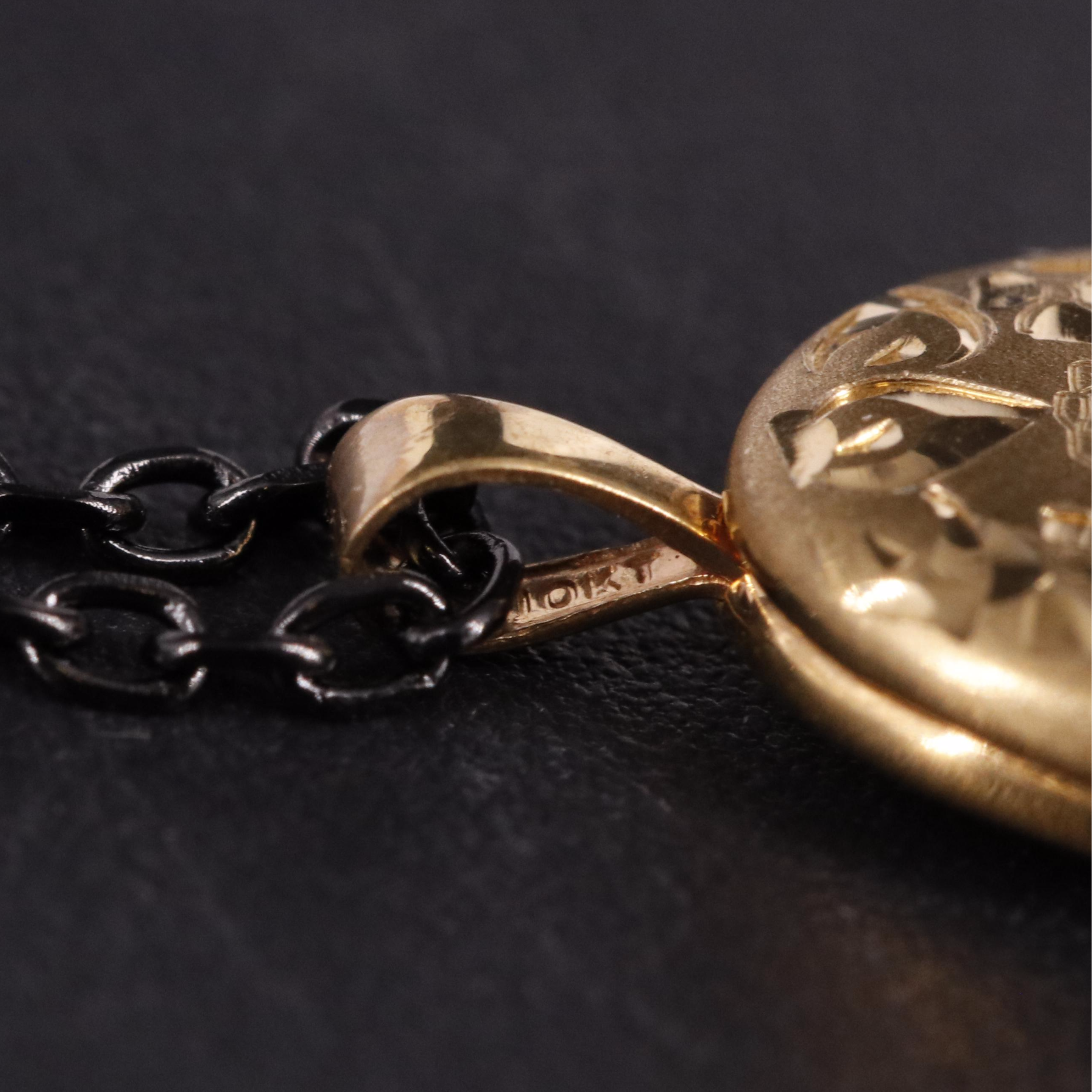 10K Multicolor Cable Chain Locket Necklace