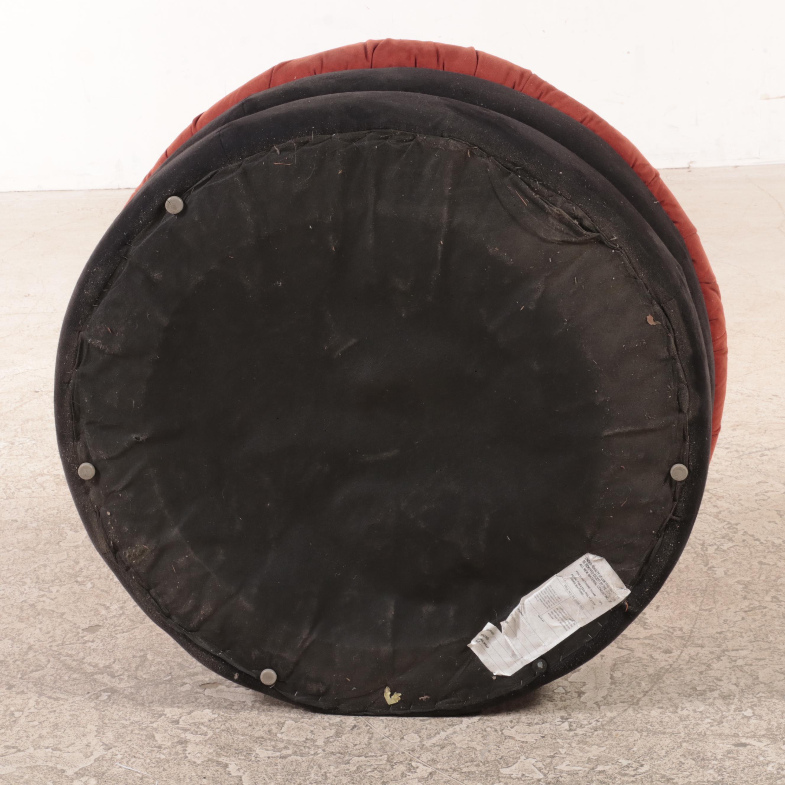 Suede Leather Five-Piece Sectional Sofa in Rust and Black