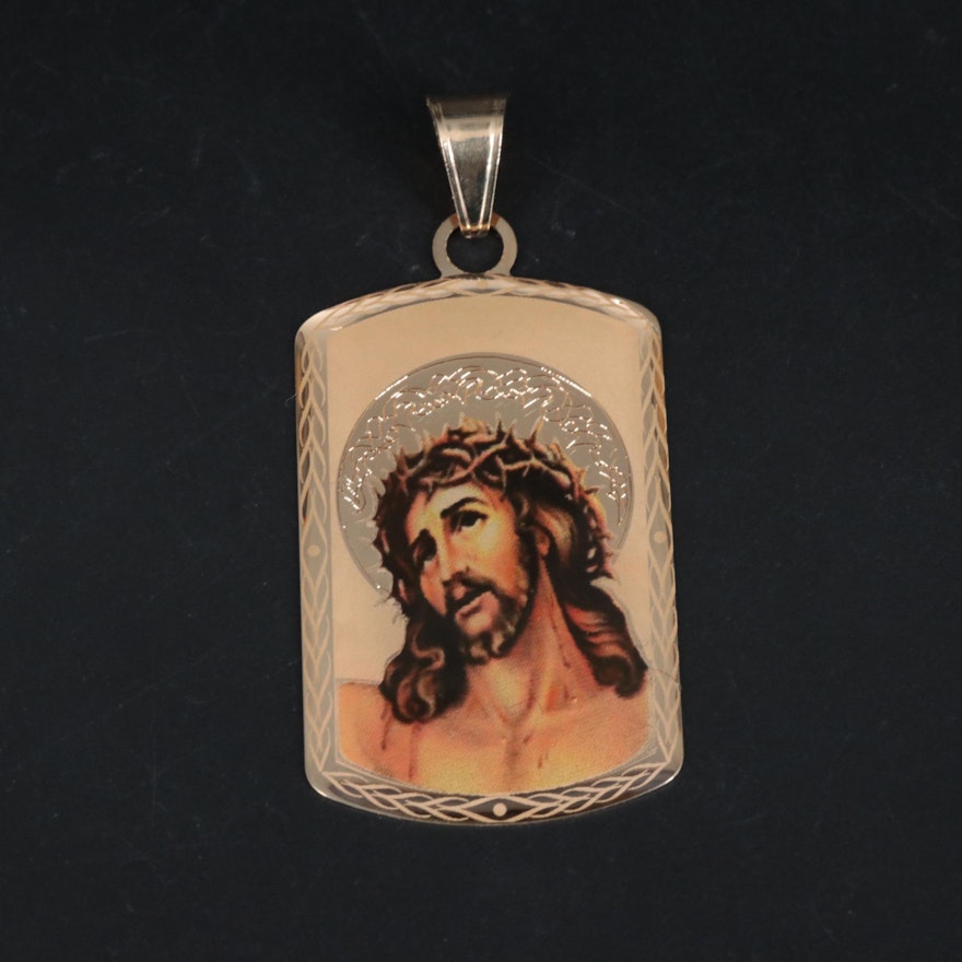 10K Enamel Jesus Christ Pendant