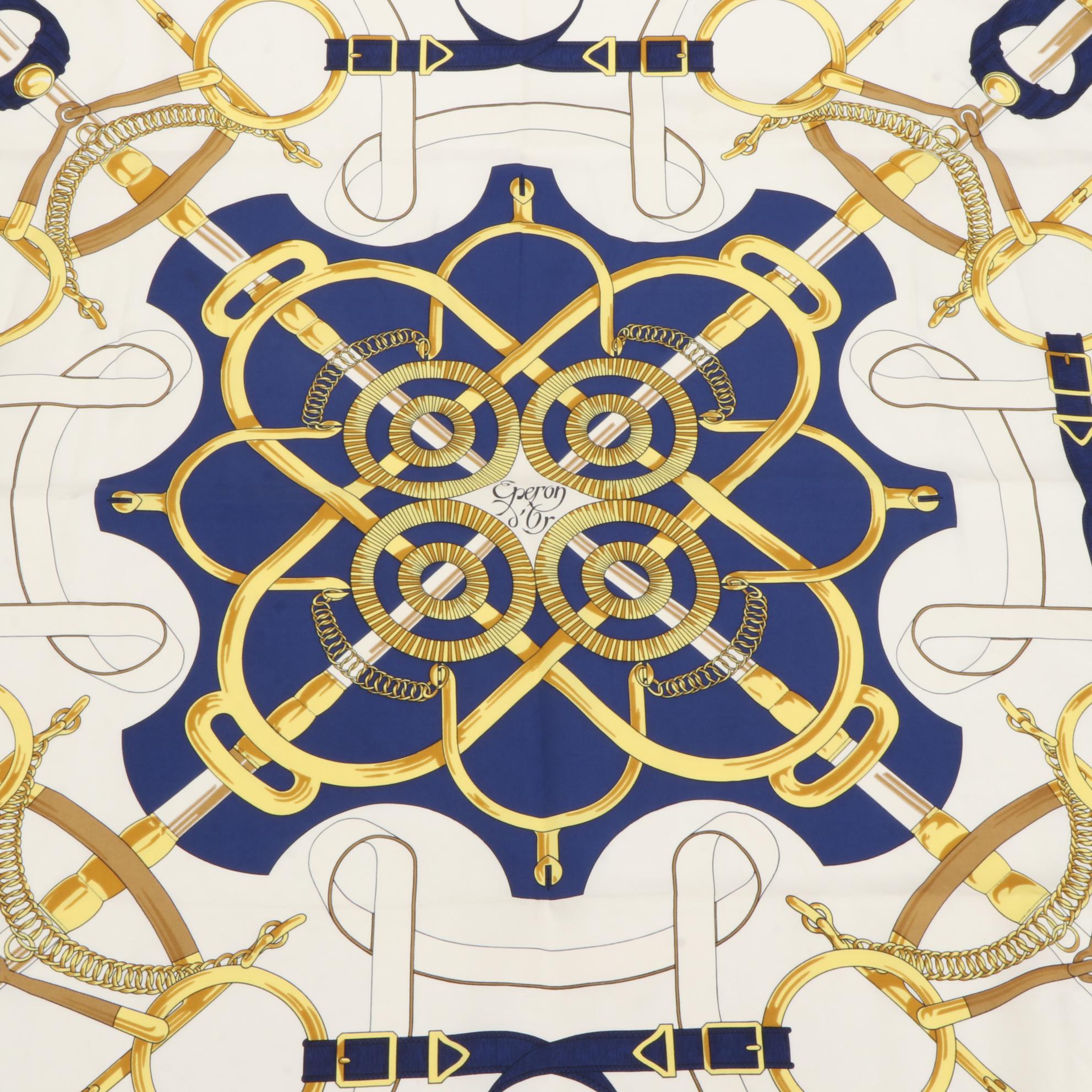 Hermès ''Epron d'Or'' Scarf 90 in Silk Twill with Box