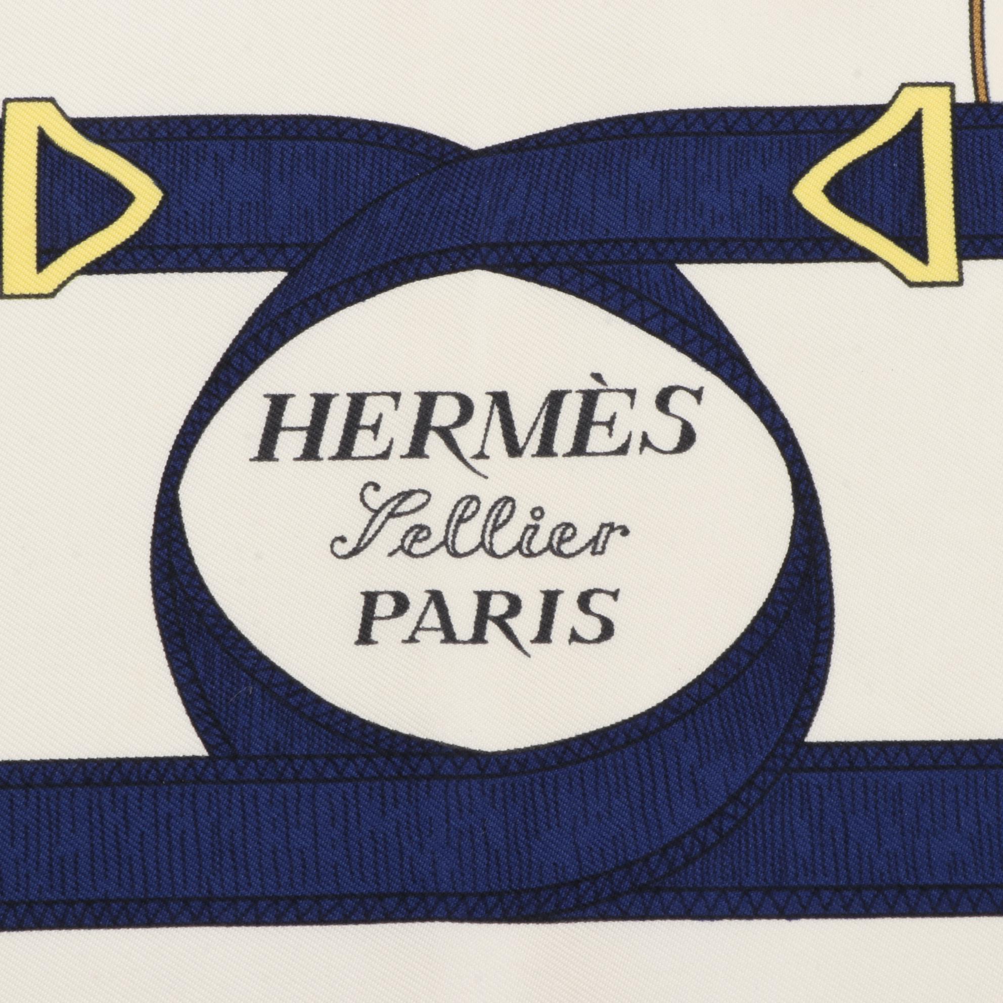 Hermès ''Epron d'Or'' Scarf 90 in Silk Twill with Box