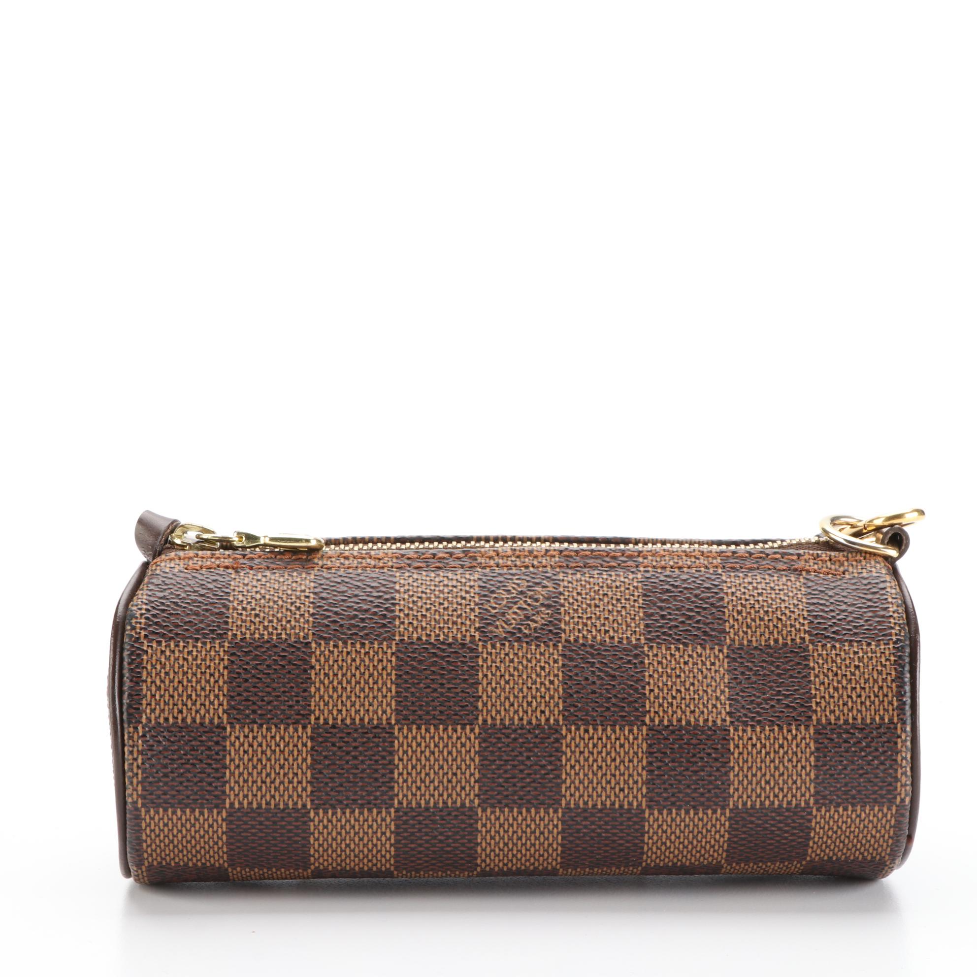 Louis Vuitton Papillon Zip Pochette in Damier Ebene Canvas and Brown Leather