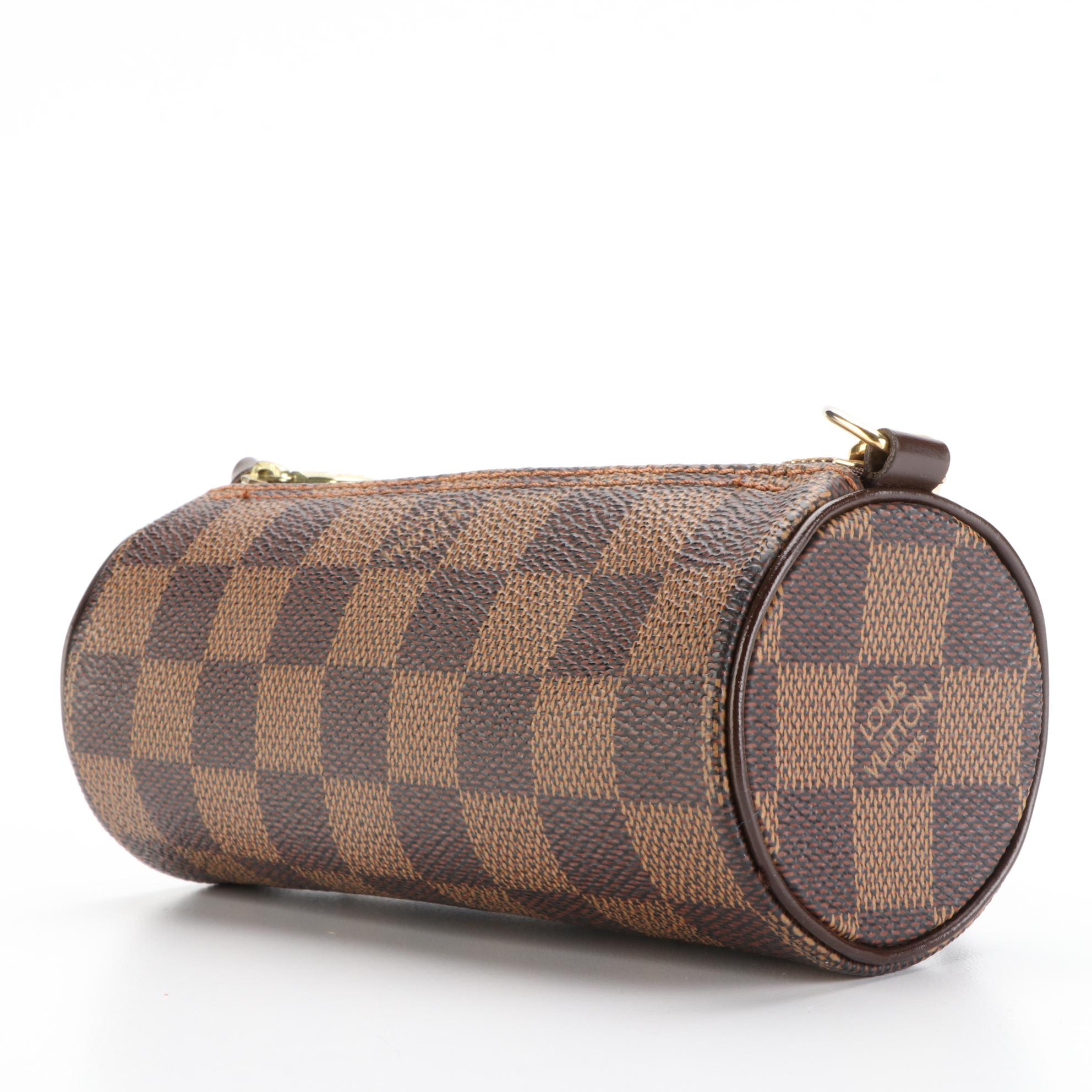 Louis Vuitton Papillon Zip Pochette in Damier Ebene Canvas and Brown Leather