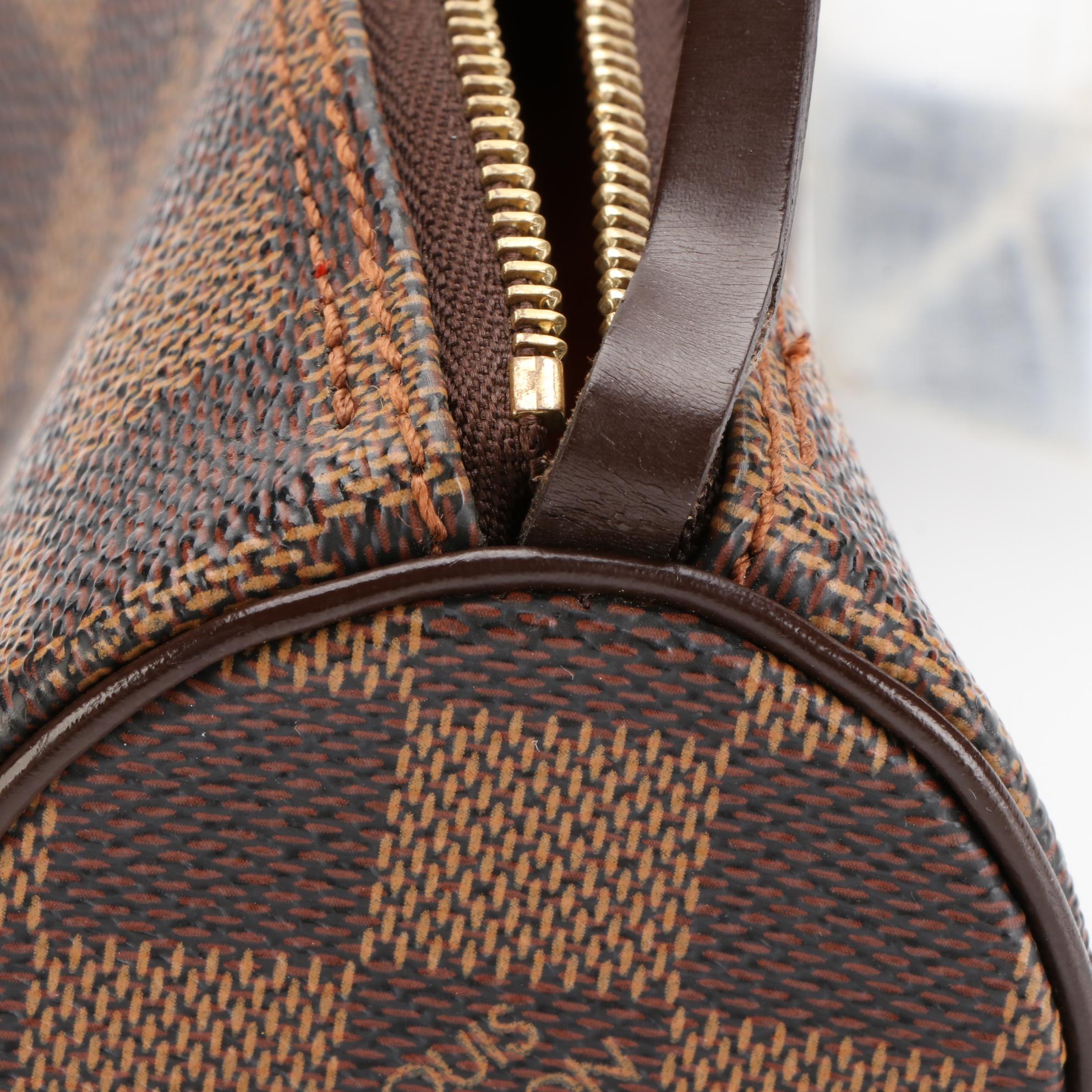 Louis Vuitton Papillon Zip Pochette in Damier Ebene Canvas and Brown Leather