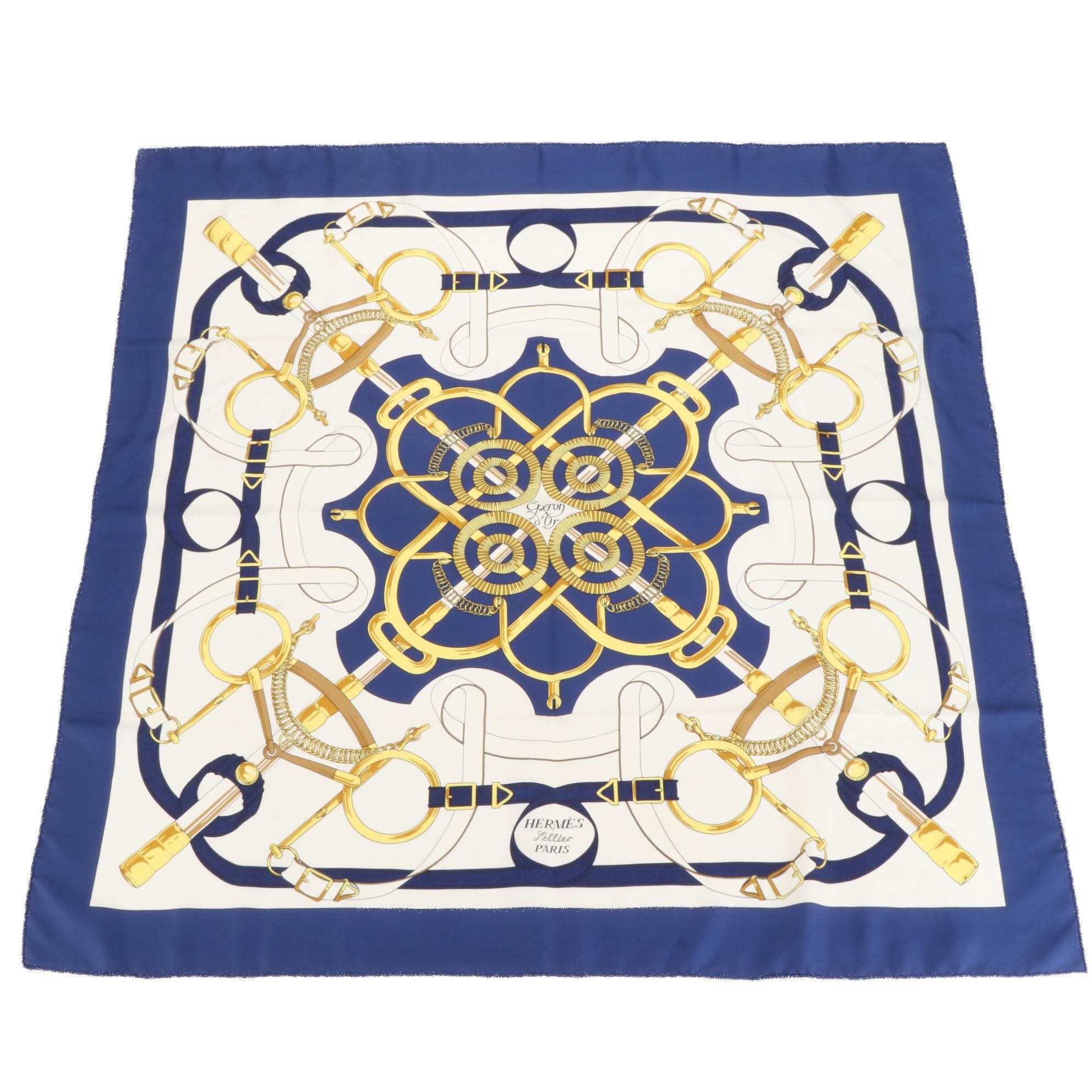 Hermès ''Epron d'Or'' Scarf 90 in Silk Twill with Box