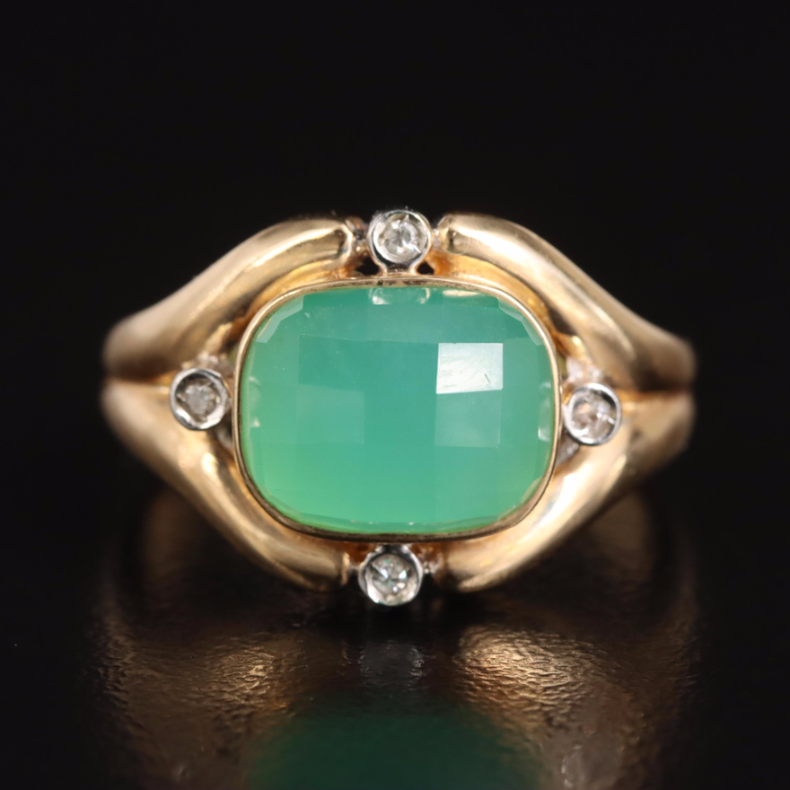 14K Chalcedony and Diamond Ring