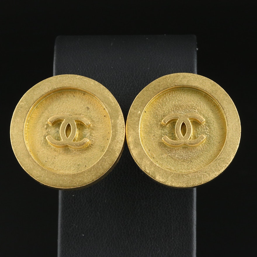 Vintage French "Chanel Logo Button Earrings"