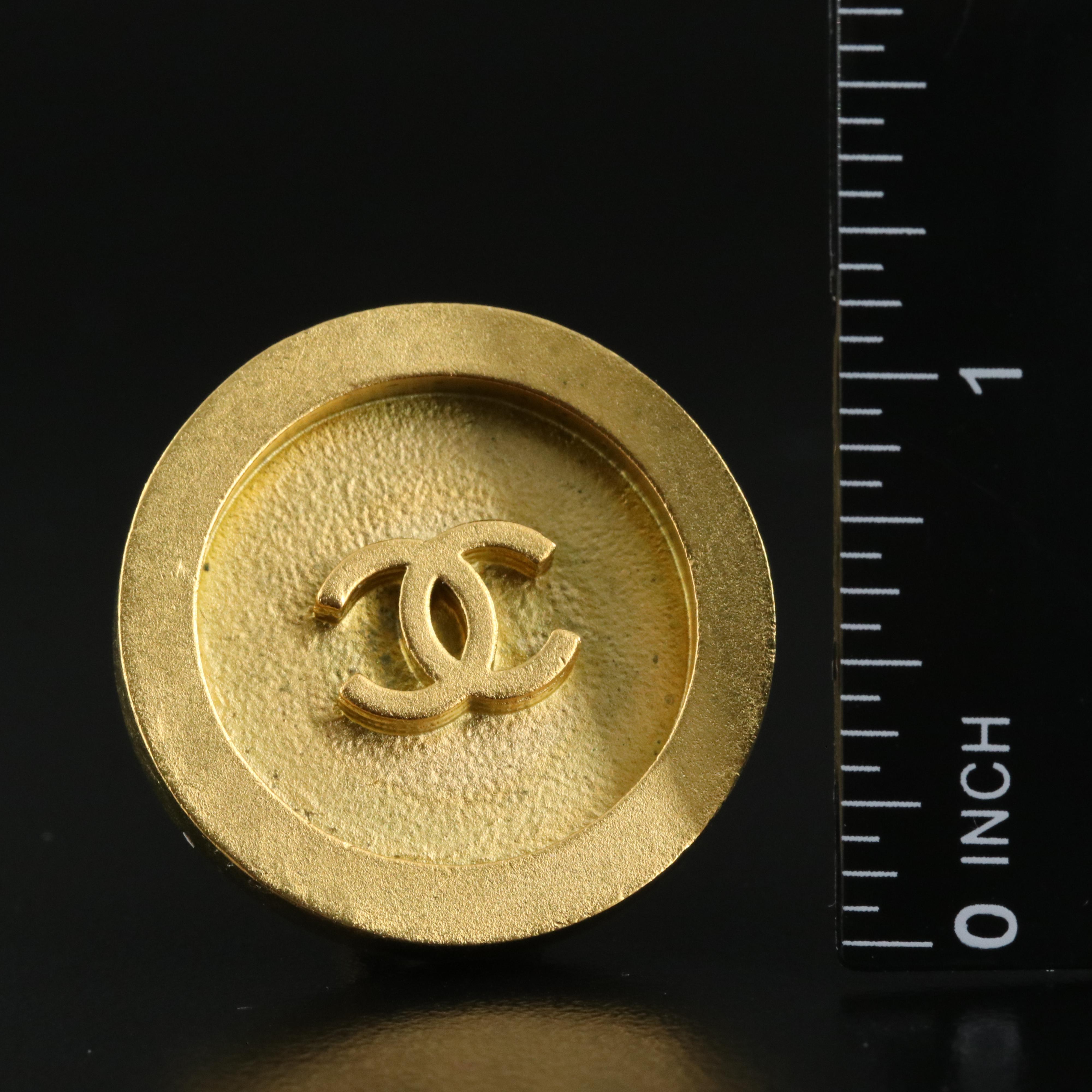 Vintage French "Chanel Logo Button Earrings"