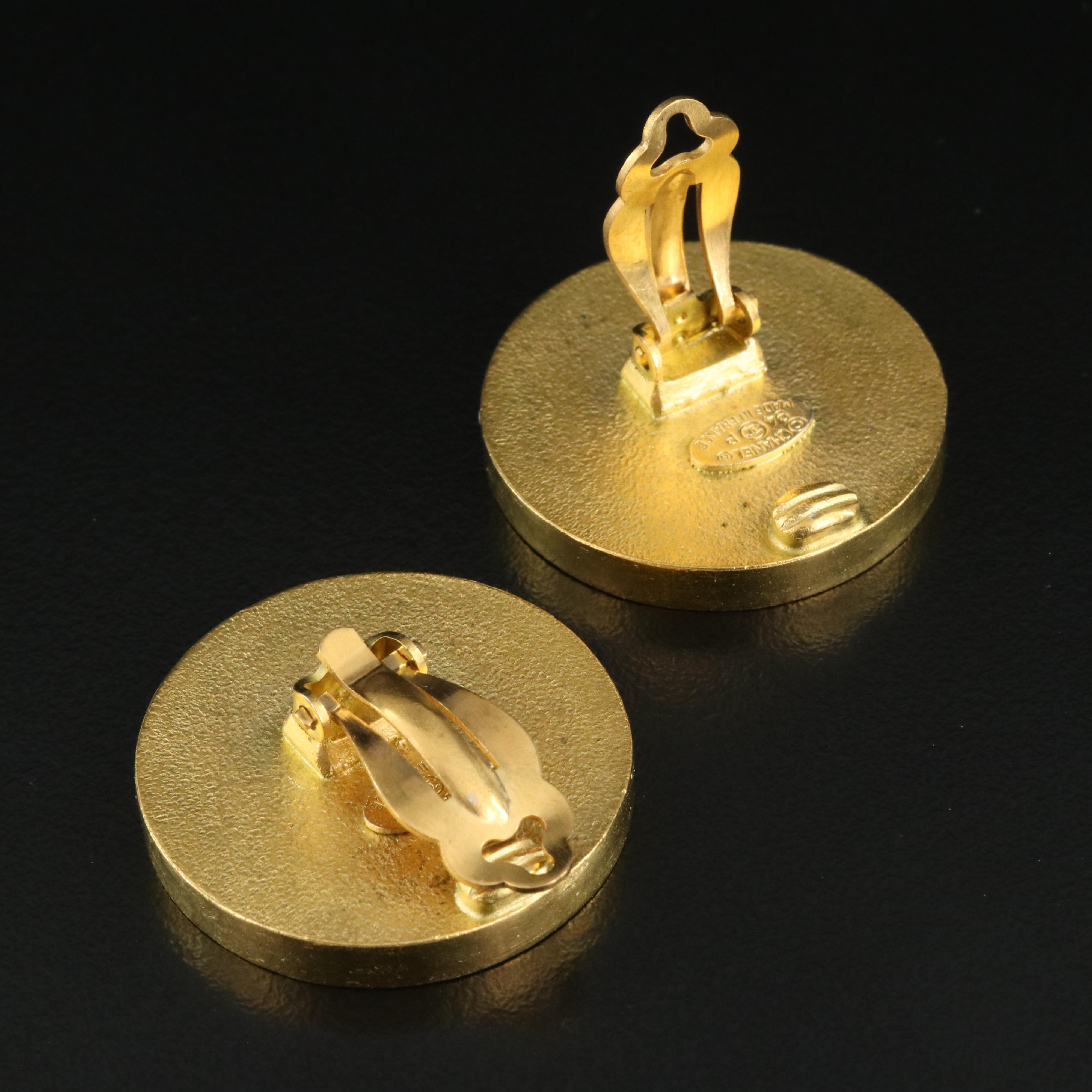 Vintage French "Chanel Logo Button Earrings"