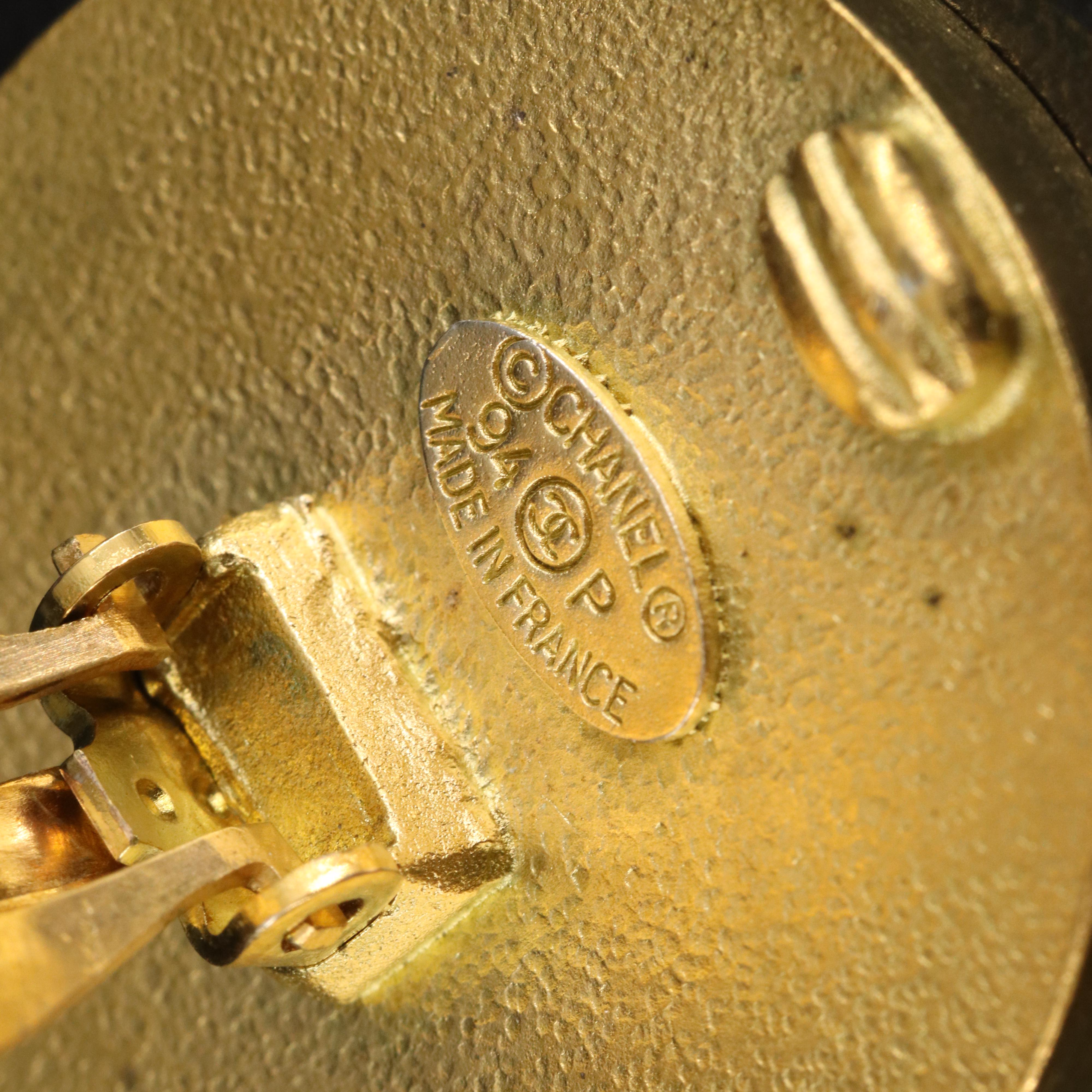 Vintage French "Chanel Logo Button Earrings"