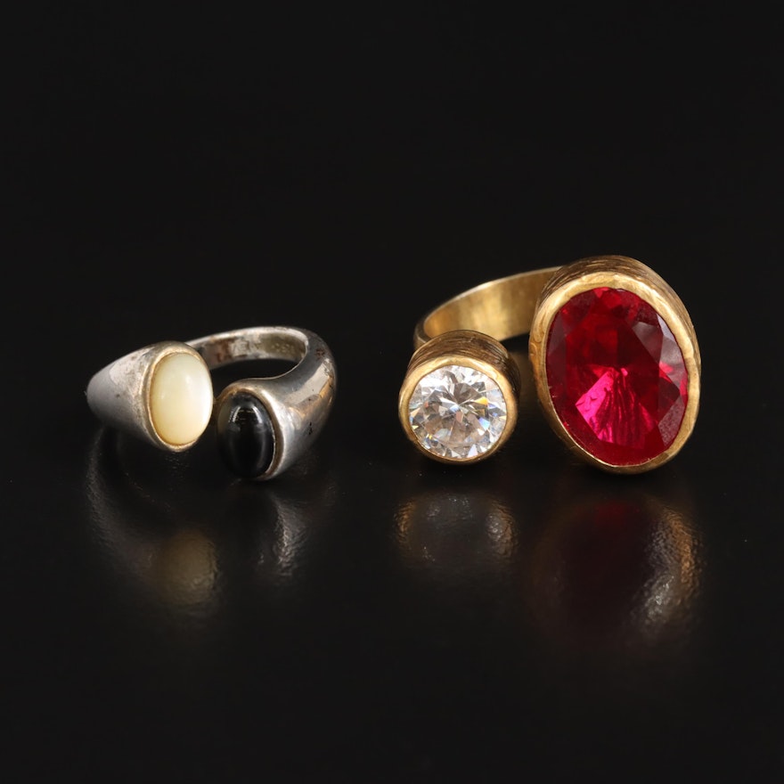 Sterling Torque and Bypass Rings Including Ruby and Black Onyx