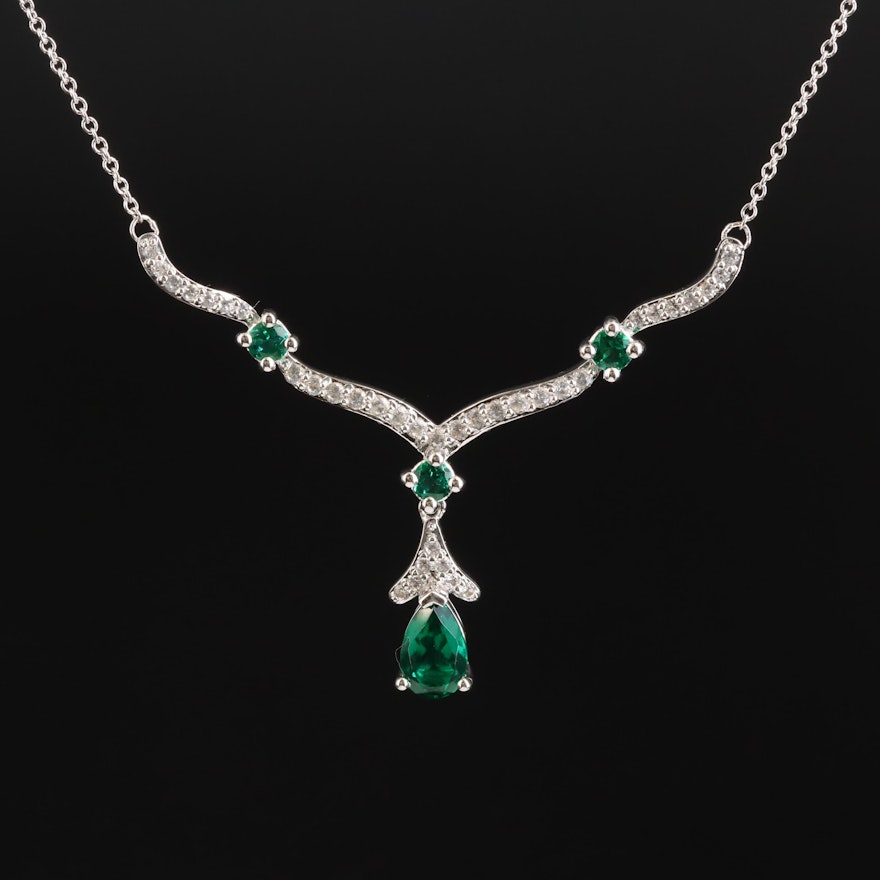 Sterling Emerald and Topaz Necklace