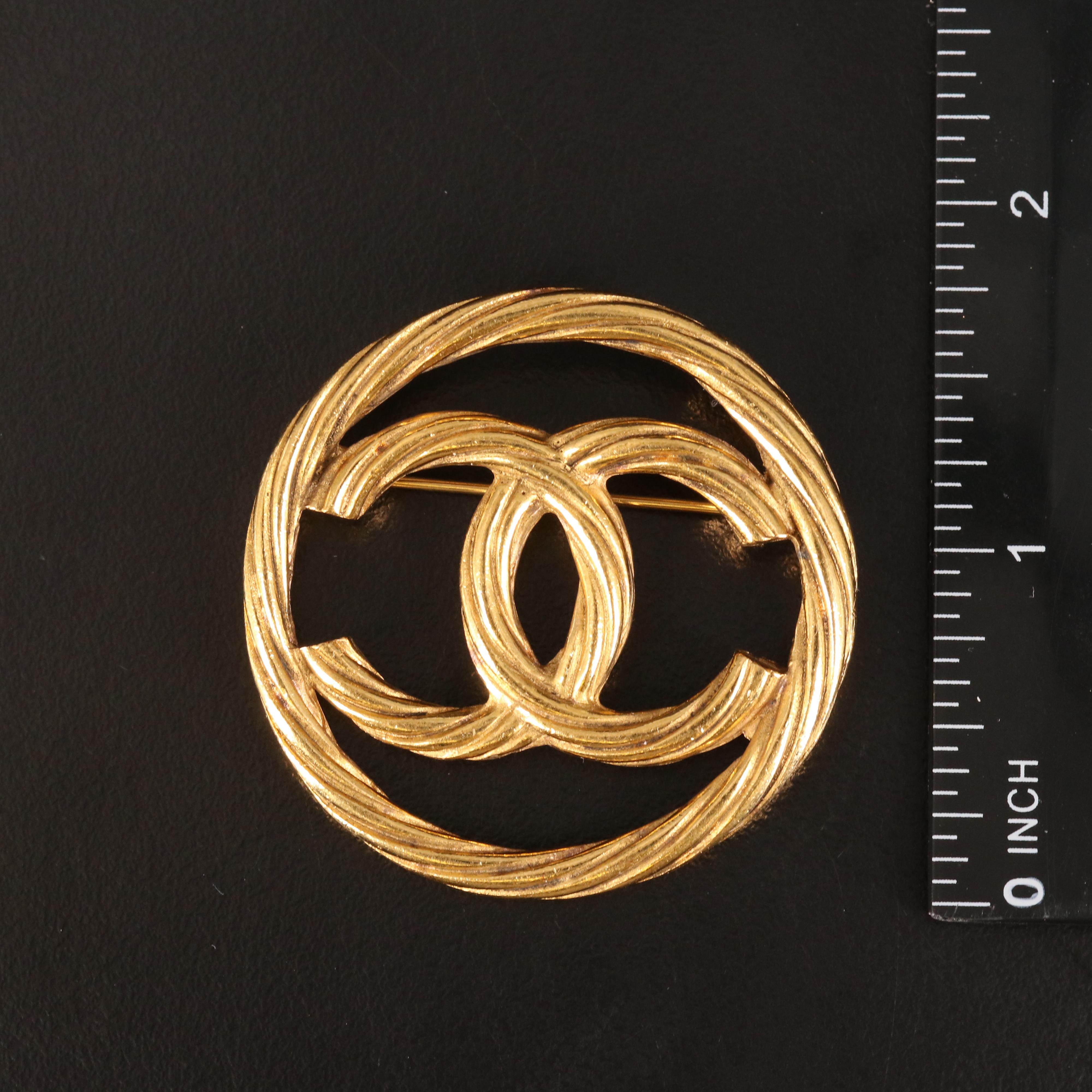Vintage Chanel Logo Circle Brooch