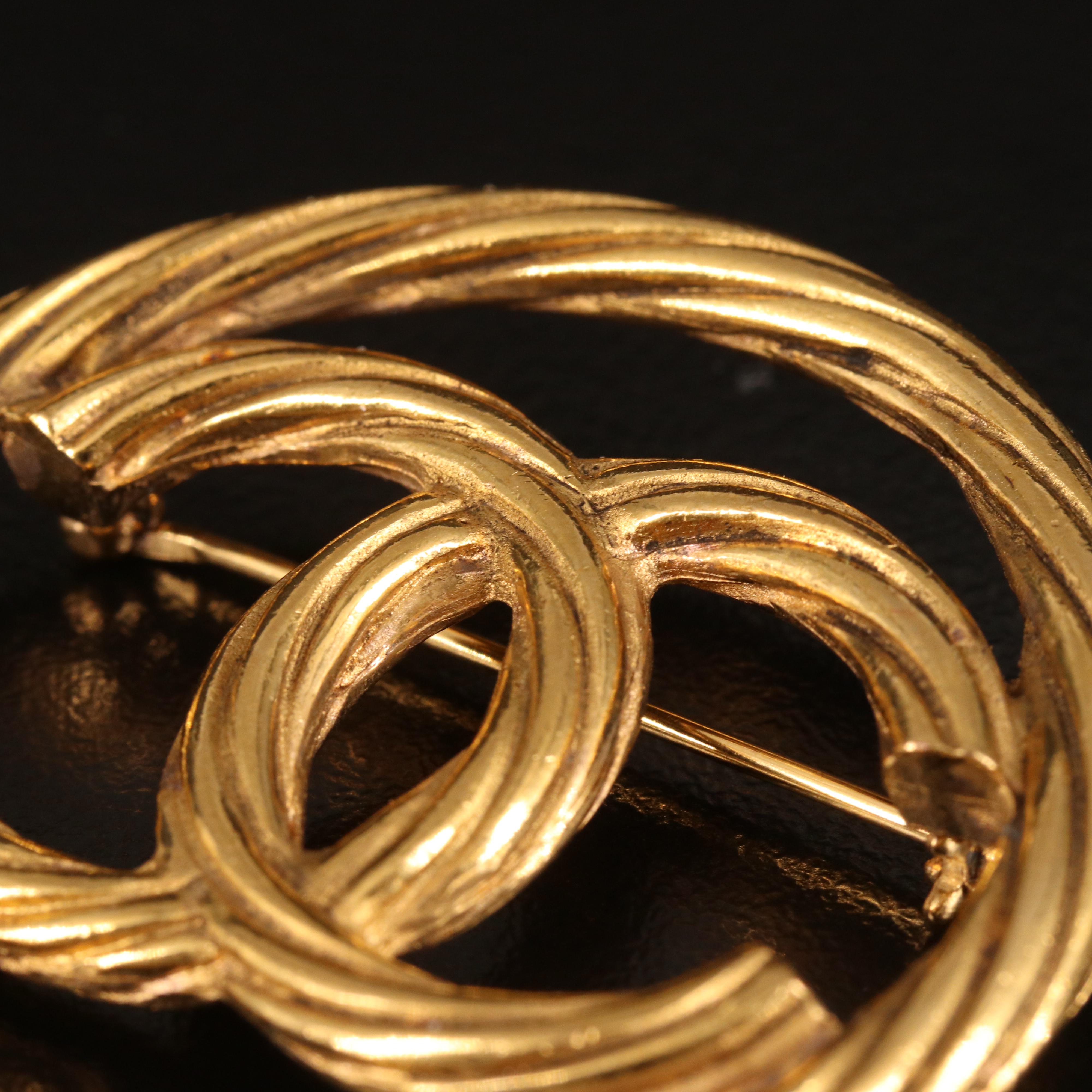 Vintage Chanel Logo Circle Brooch