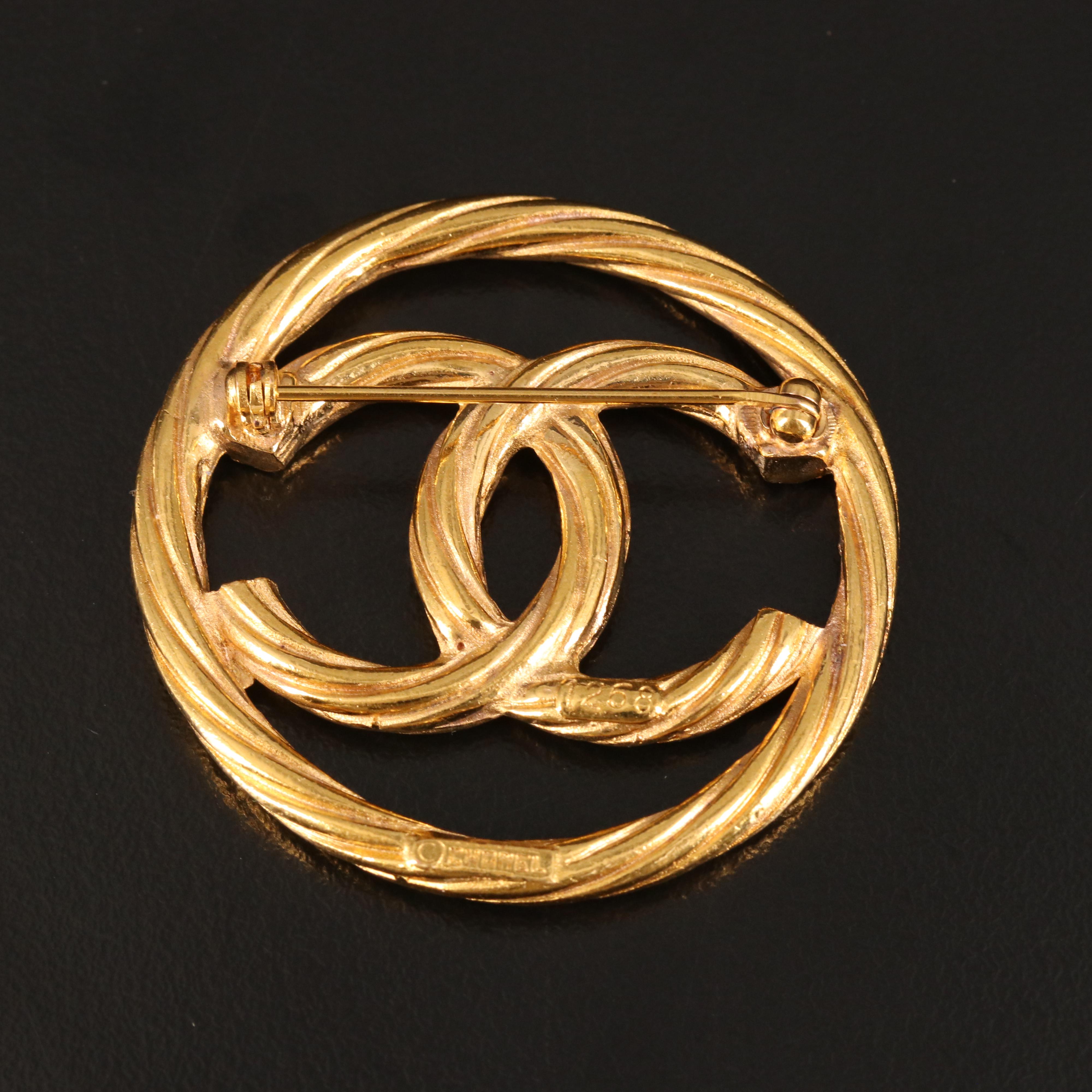 Vintage Chanel Logo Circle Brooch