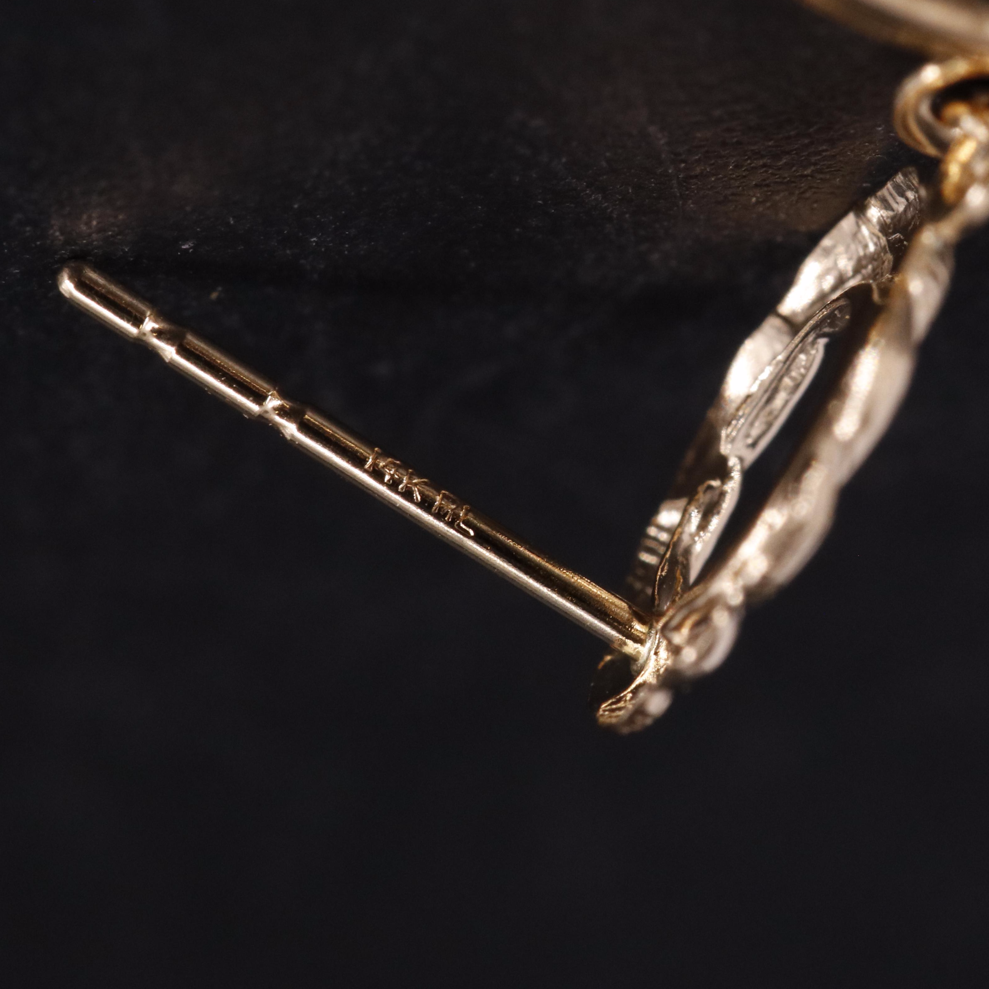 14K Dangle Hoop Earrings