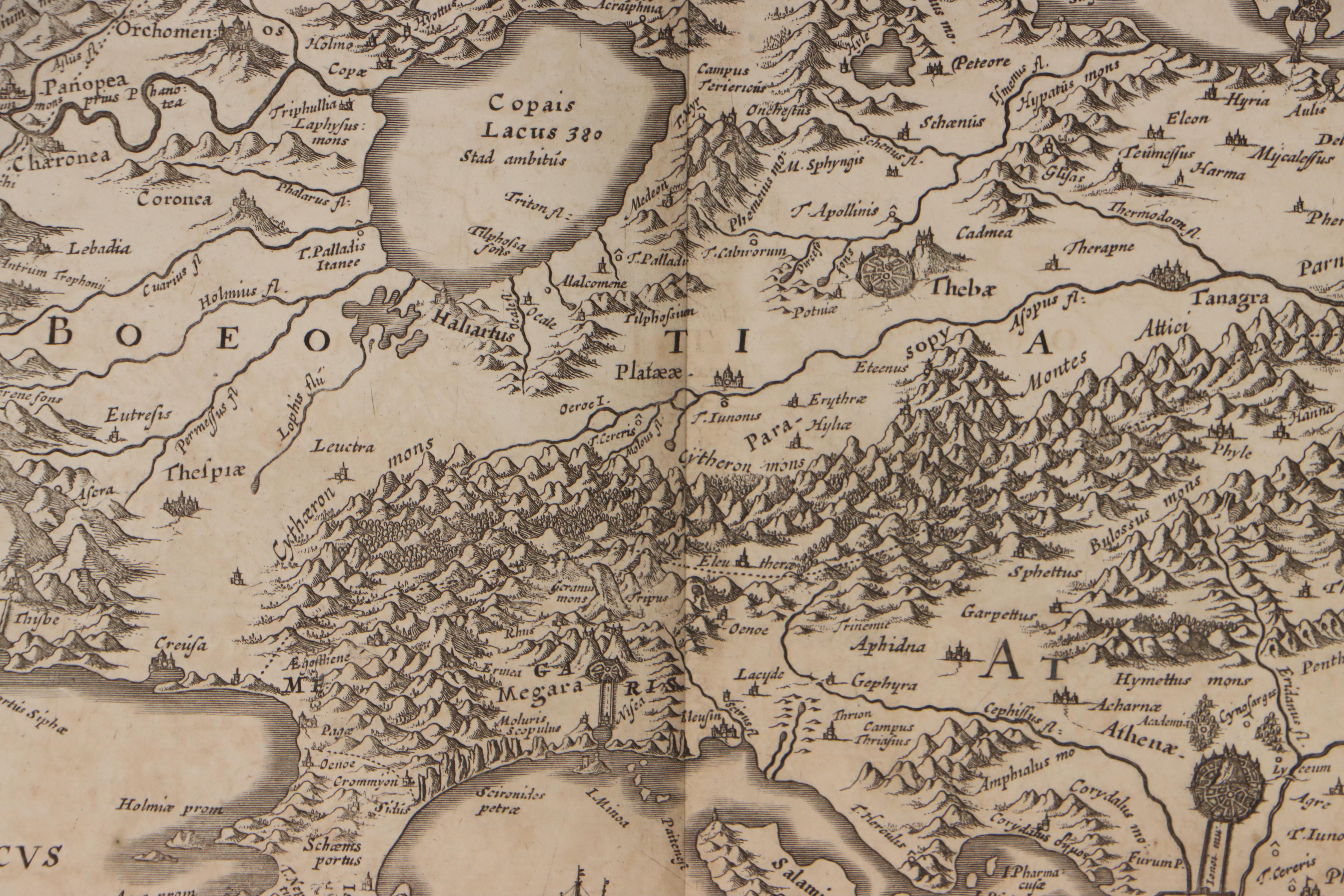 Jan Janssonius Engraving Map of Ancient Greece, 18th Century