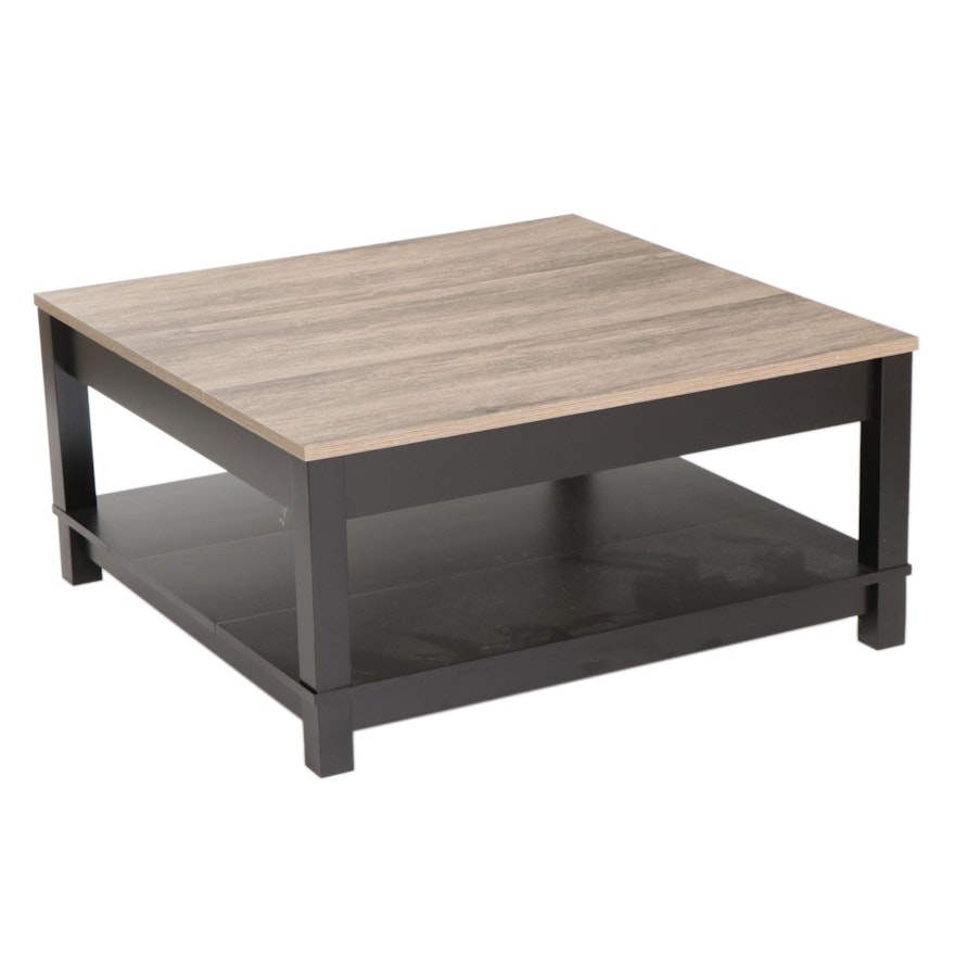 Ameriwood Home "Carver" Ebonized and Plank Style Top Tiered Coffee Table