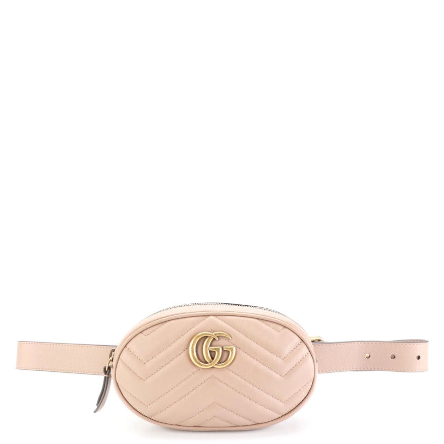 Gucci GG Marmont Belt Bag in Quilted Matelassé Leather