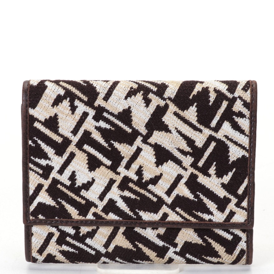 Missoni Trifold Wallet In Monogram Knit With Leather Trim