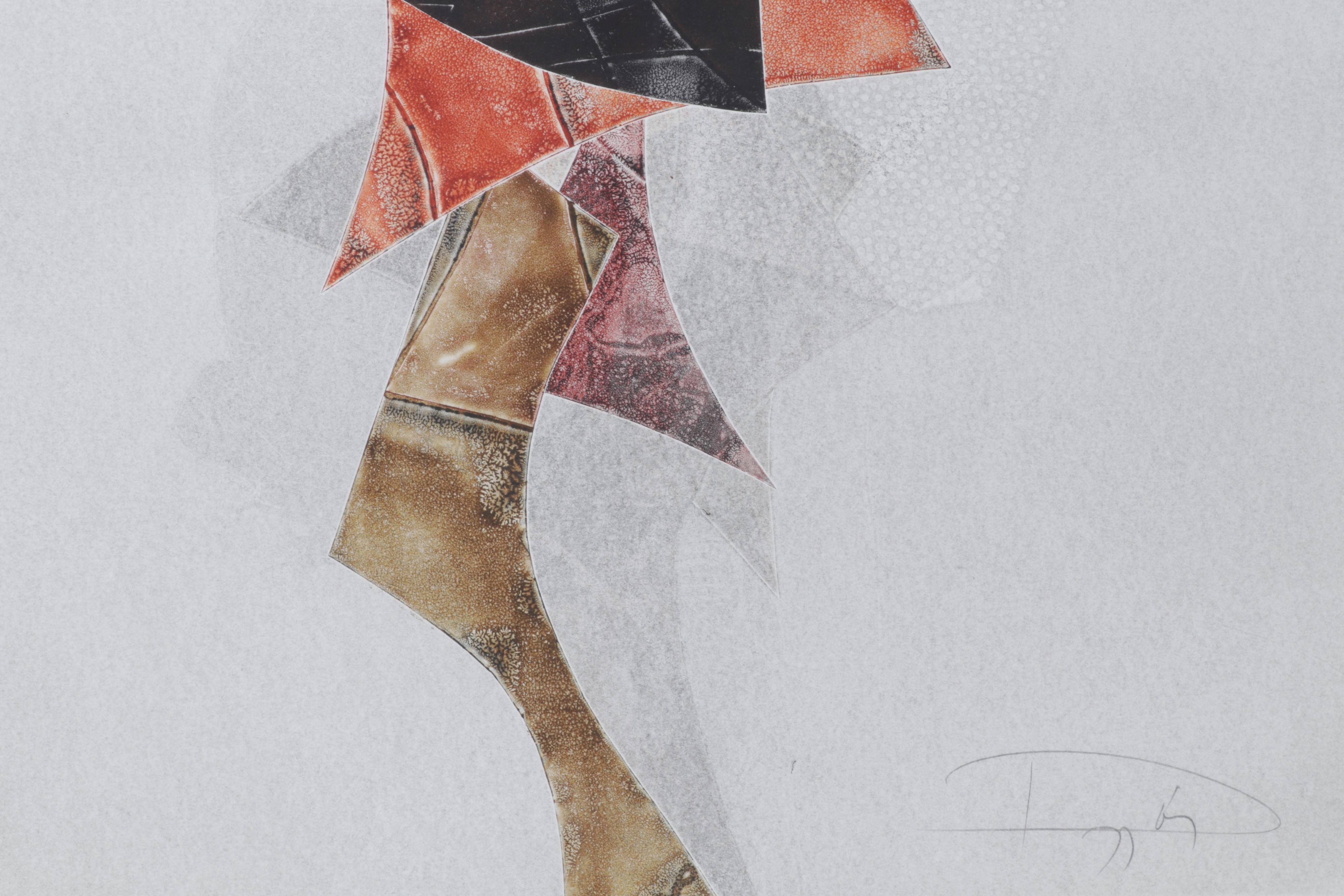 László Dús Abstract Etching With Aquatint, 1977