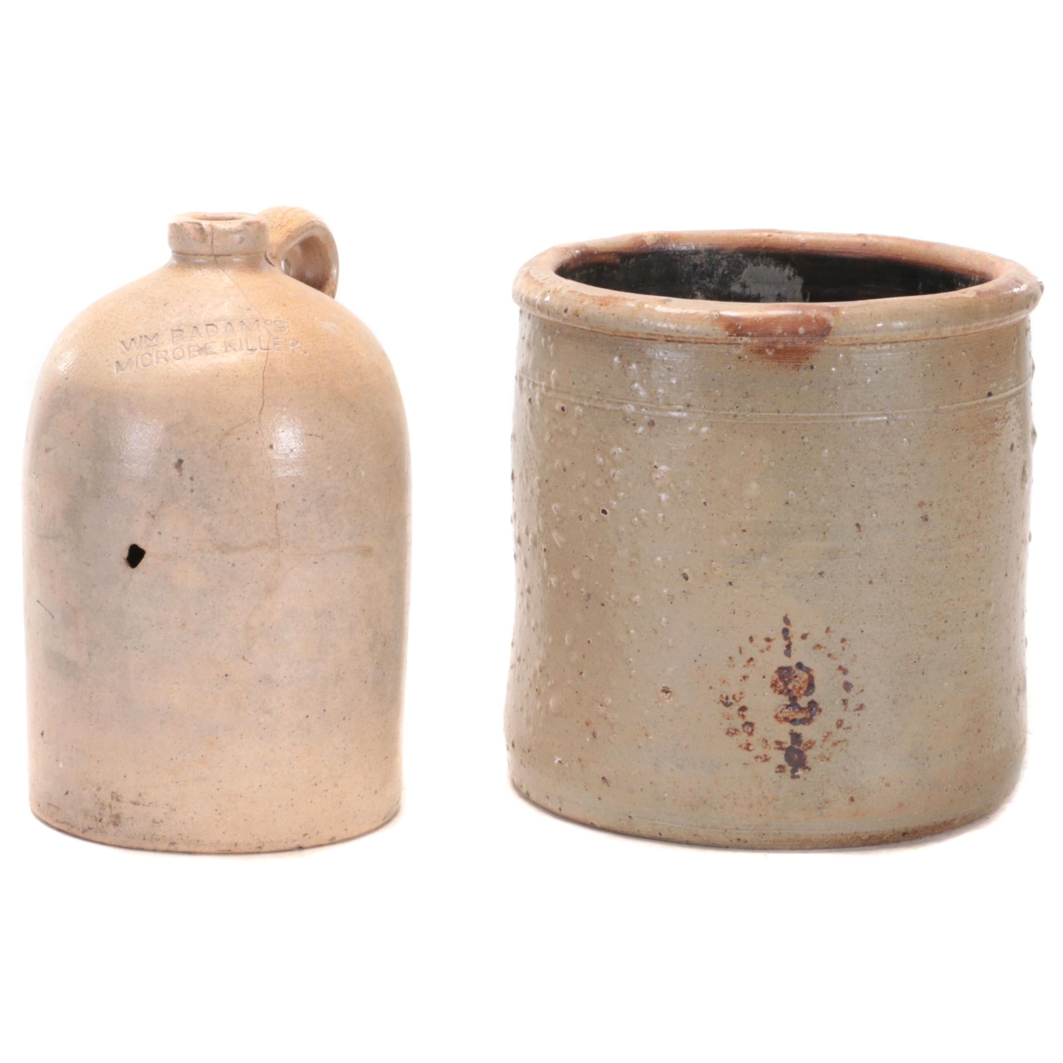 Wm. Radam Microbe Killer Jug with Two-Gallon Salt Glazed Stoneware Crock