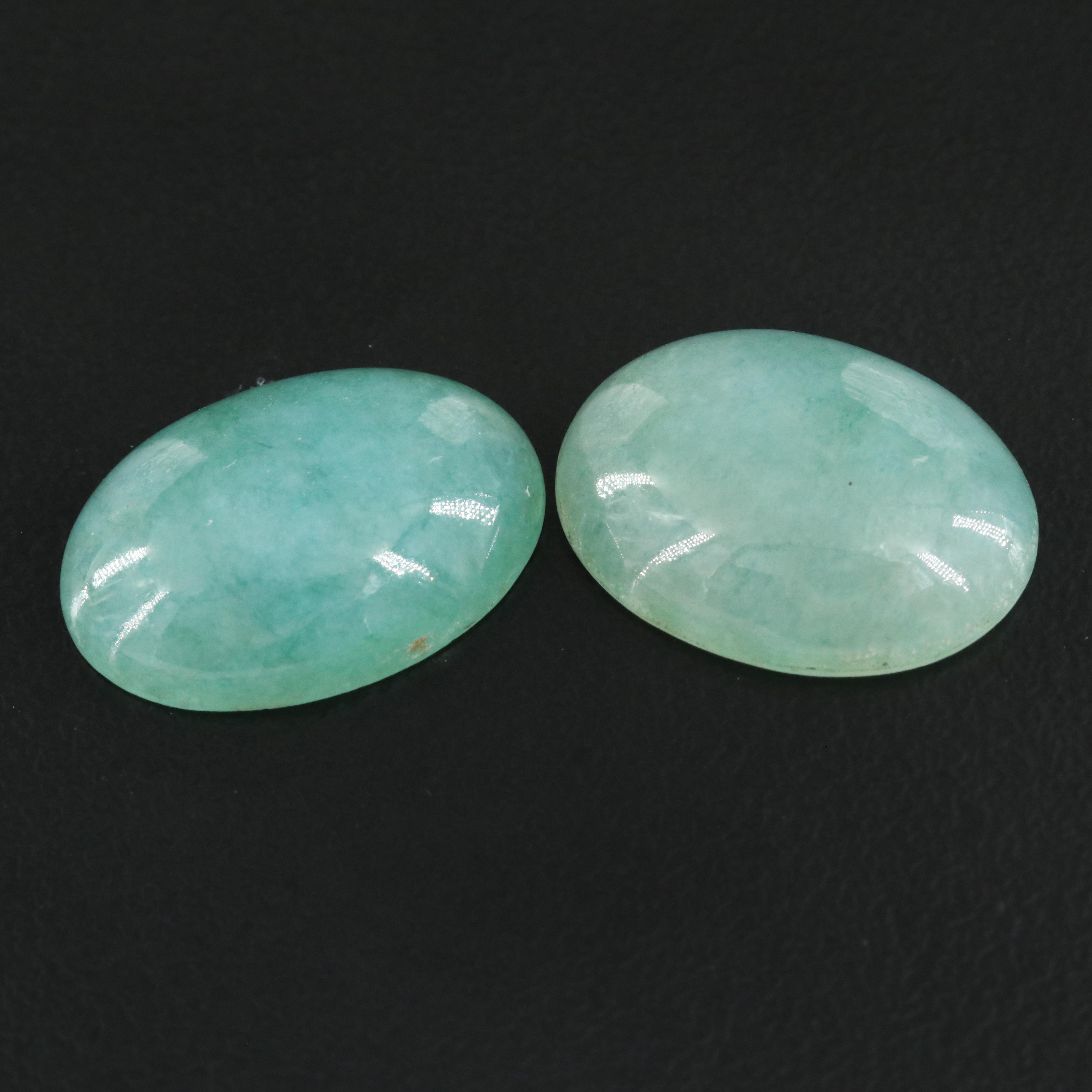 Loose Matched Pair of Jadeite Cabochons