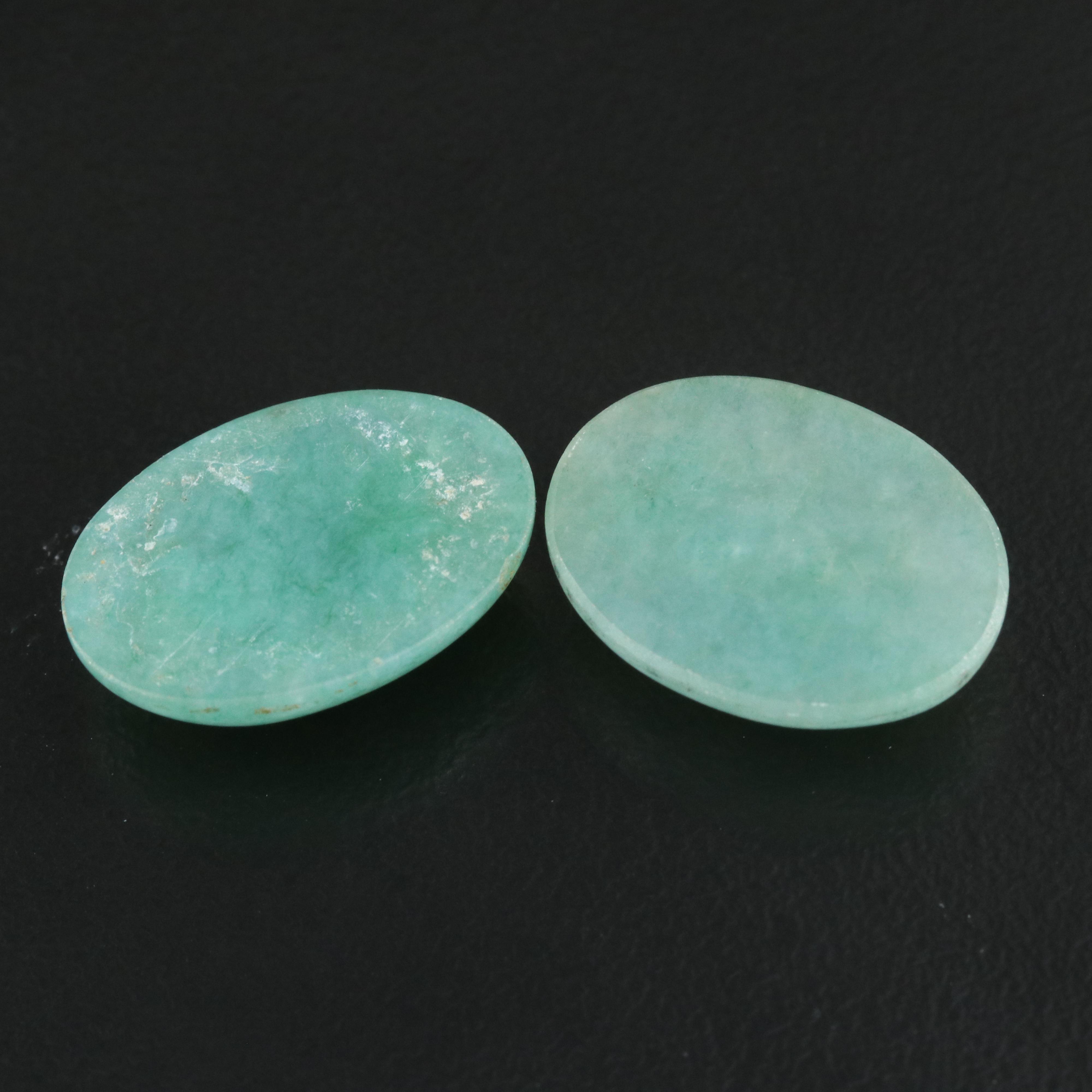 Loose Matched Pair of Jadeite Cabochons