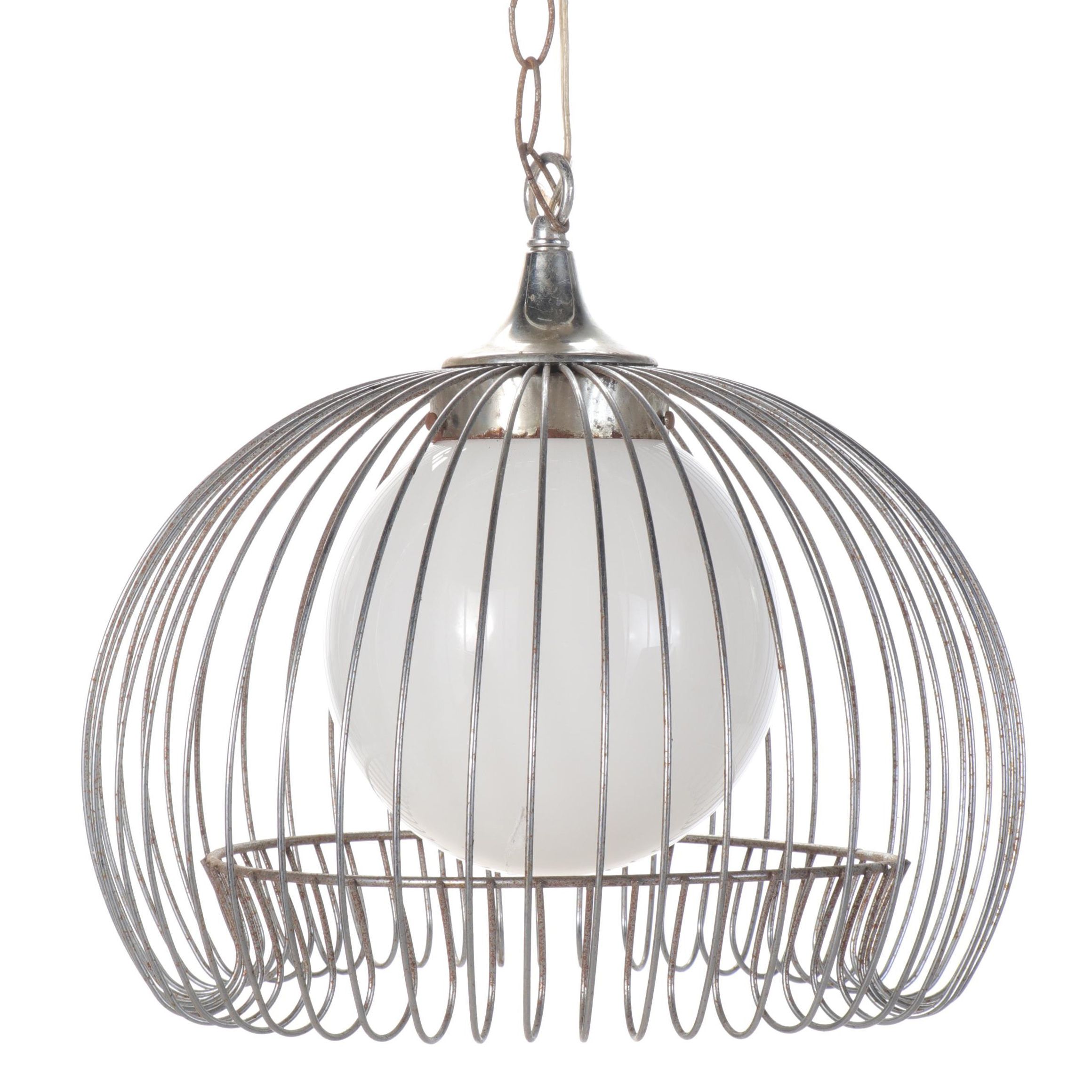Mid Century Modern Metal Cage Pendant Light
