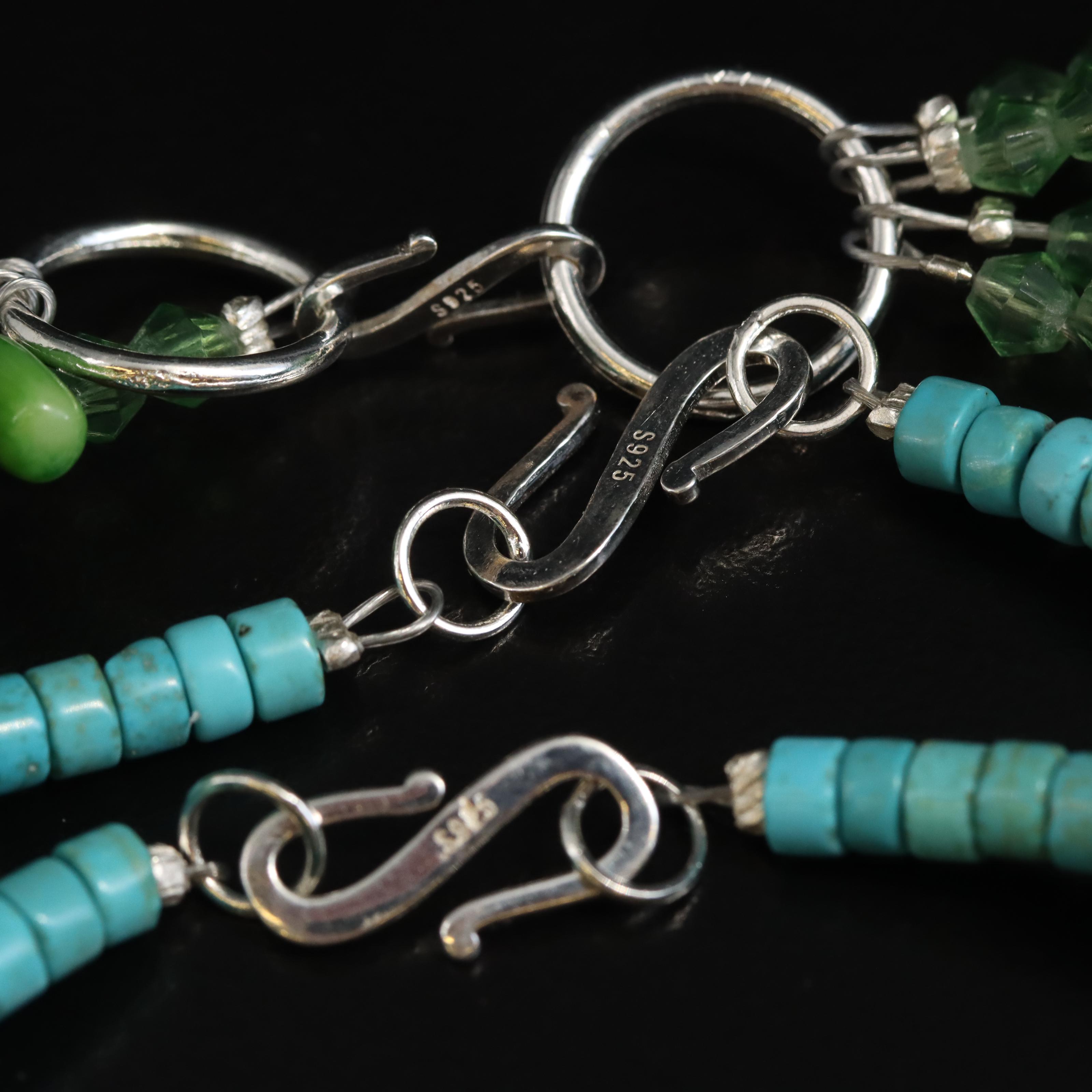 Sterling Coral, Shell, and Marcasite Necklaces