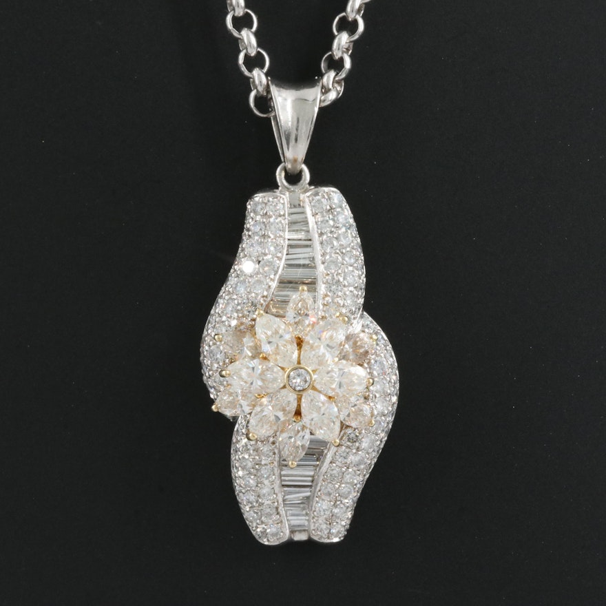 Platinum 14K 5.65 CTW Diamond Pendant Necklace