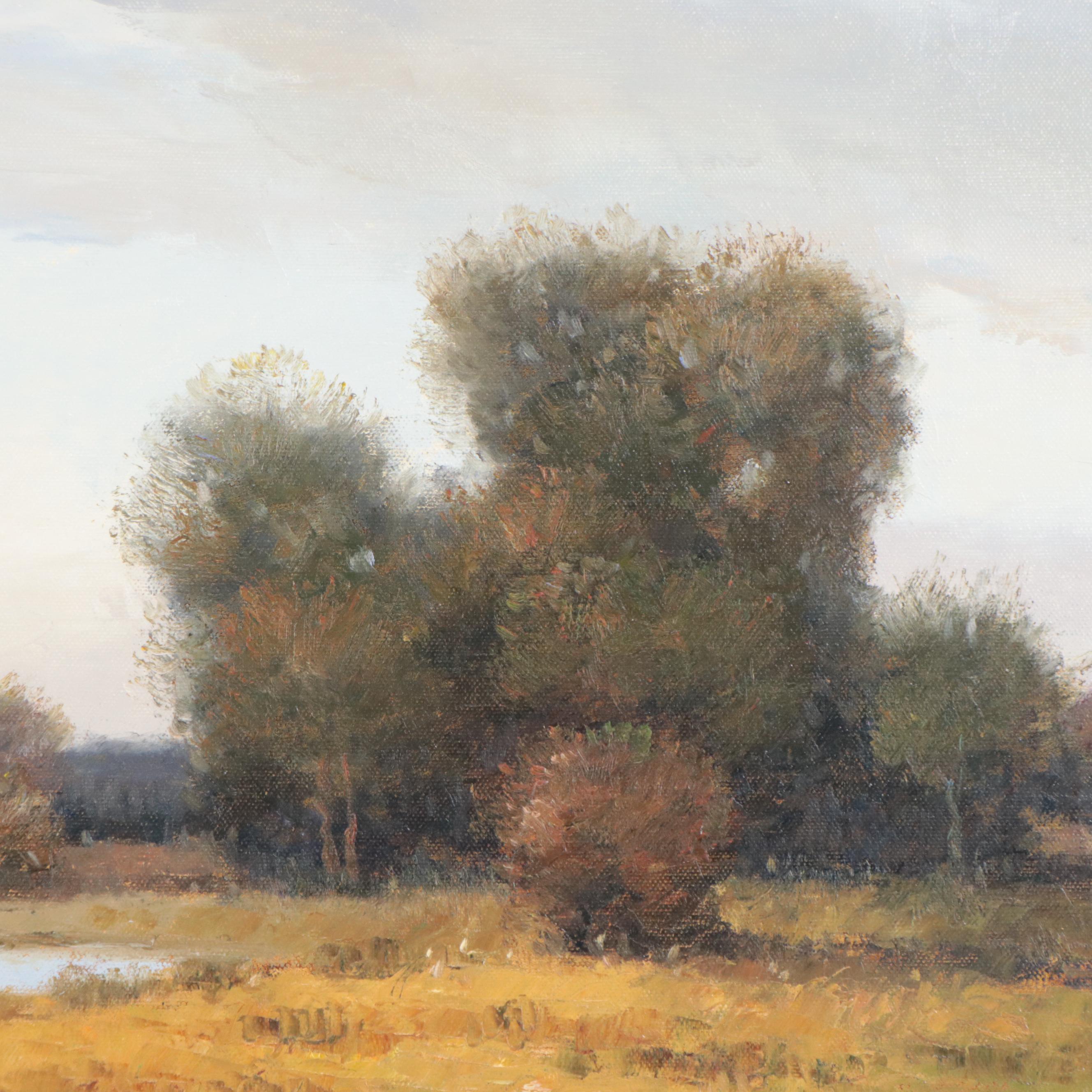 L. Stephano Oil Painting of Marsh Landscape
