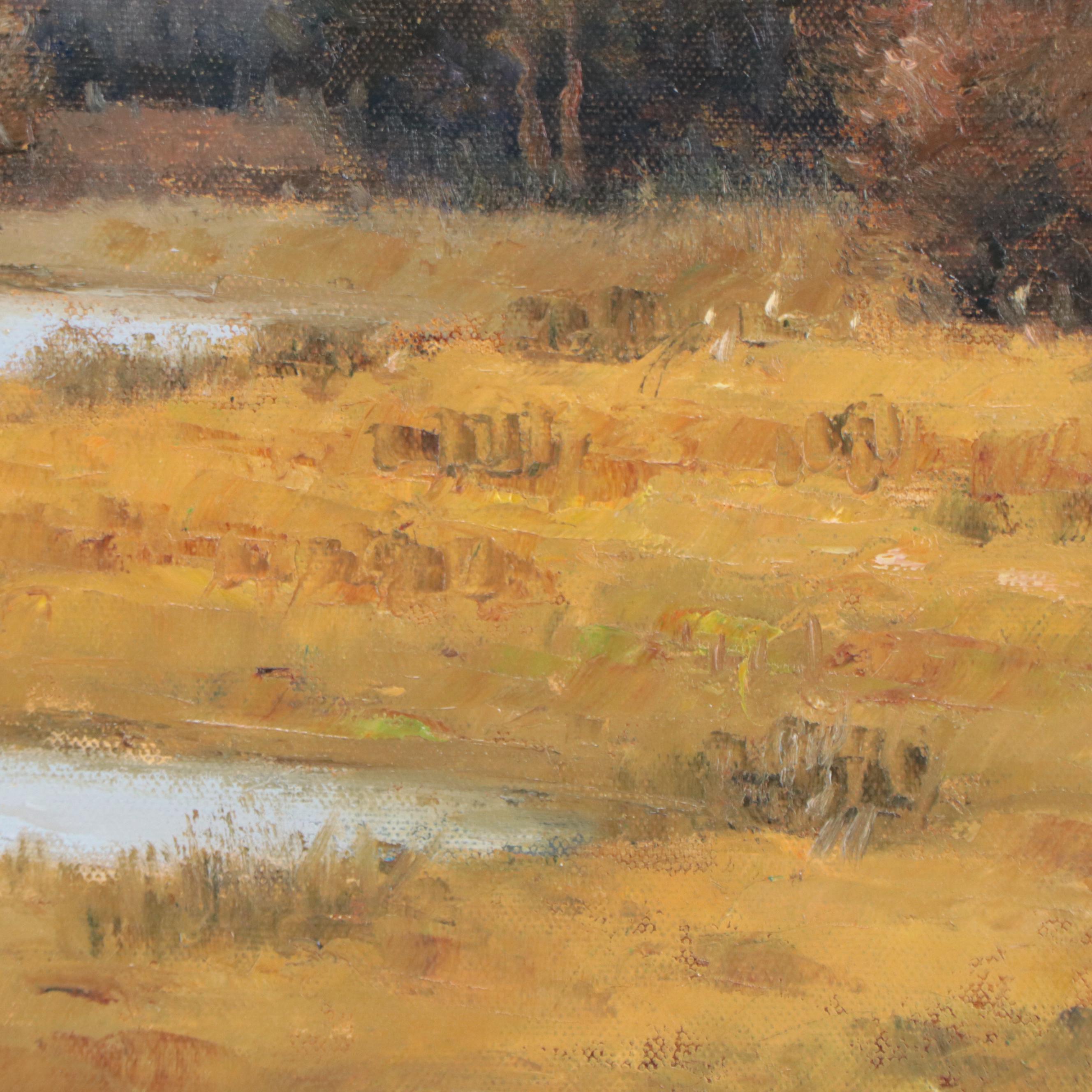 L. Stephano Oil Painting of Marsh Landscape