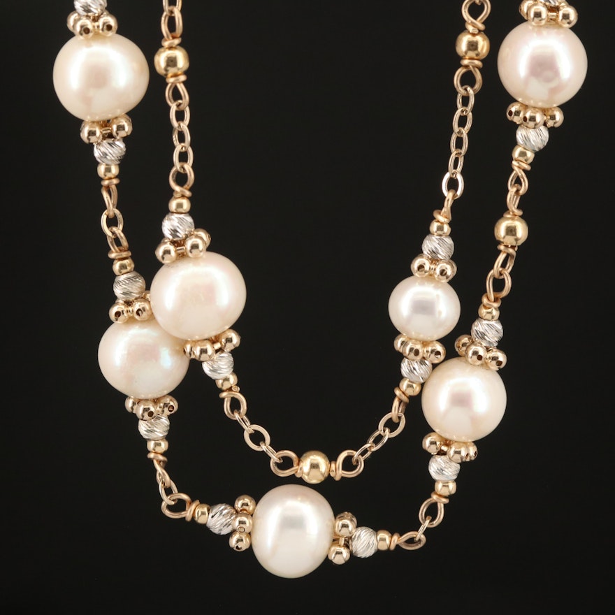 Sterling Pearl Station Necklace