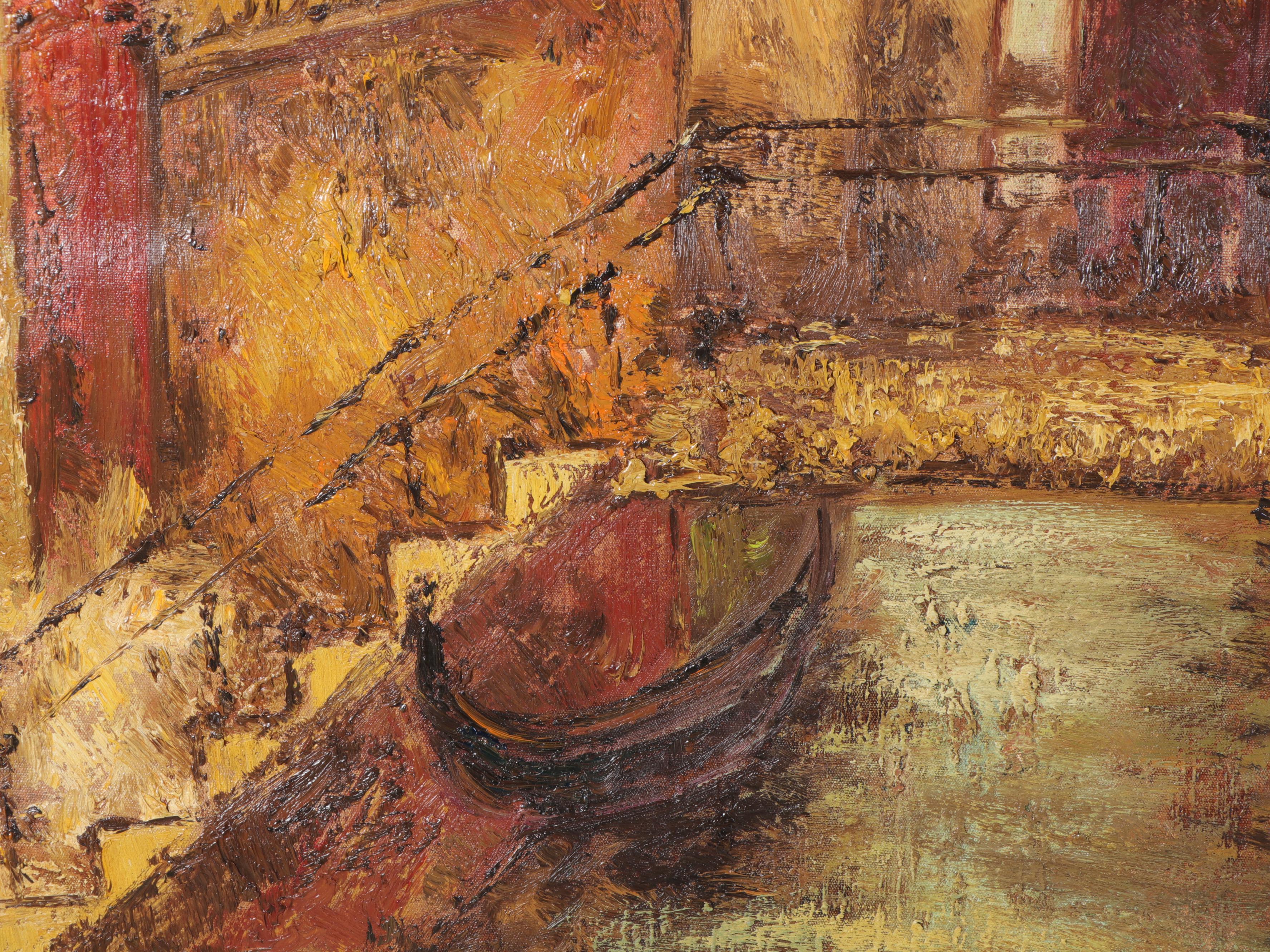 Richard Oil Paintings of European Canal Scenes, Late 20th Century